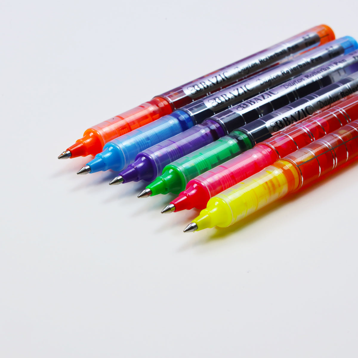 Dayton Rollerball Pens, Metal Clip, 0.7mm Fine, 6 Colors