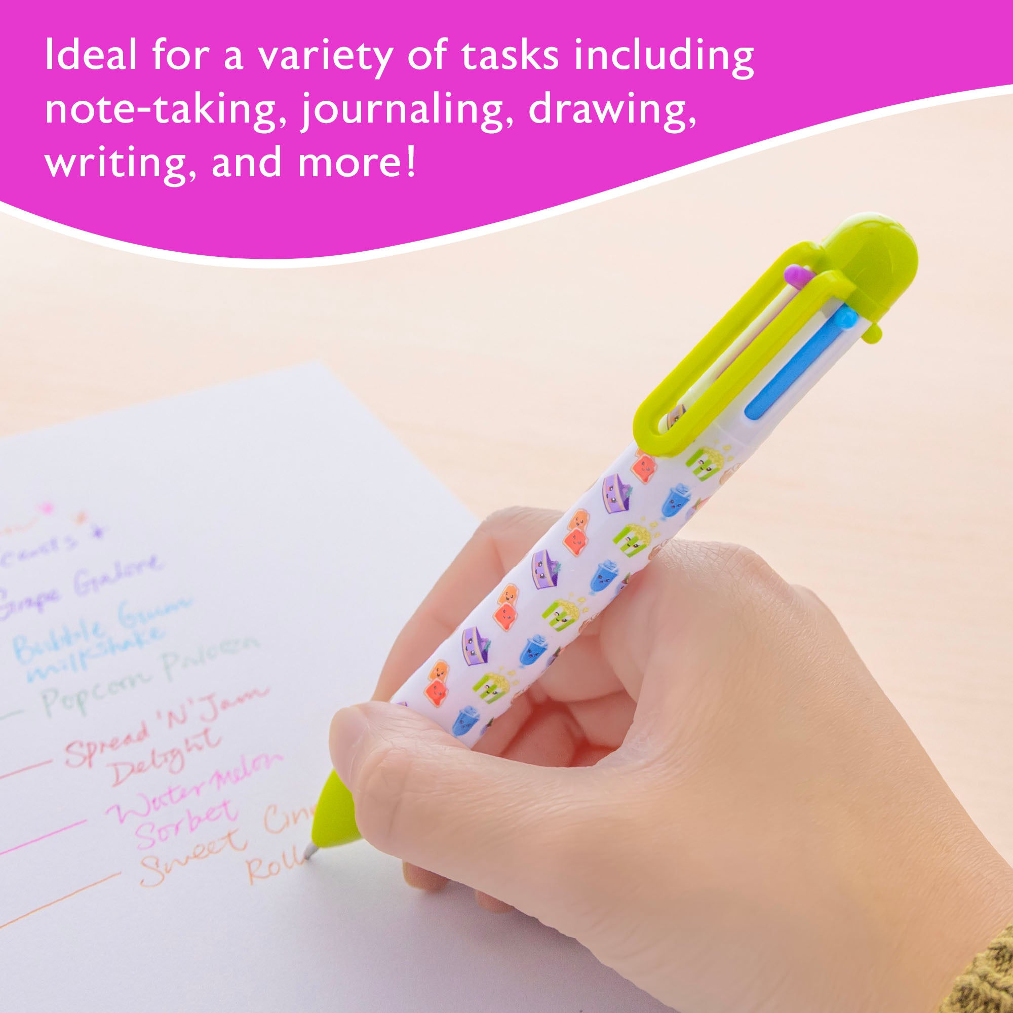 6-Color Retractable Ballpoint Pens, 1.0 mm Medium