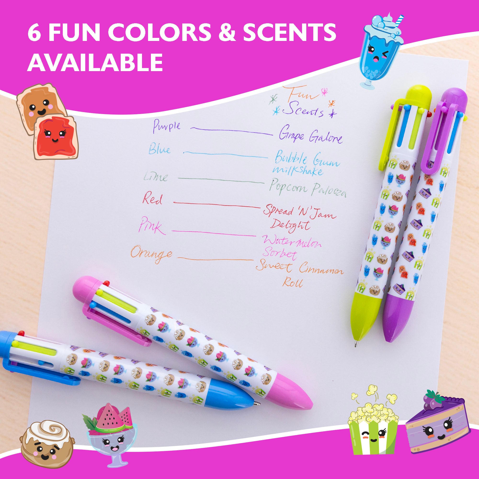 6-Color Retractable Ballpoint Pens, 1.0 mm Medium