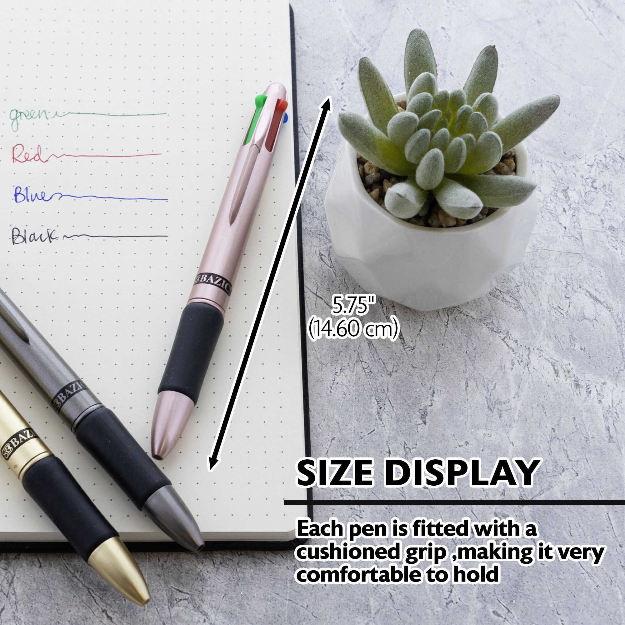 Lynx Satin Top 4-Color Pen w/ Cushion Grip (2/Pack)