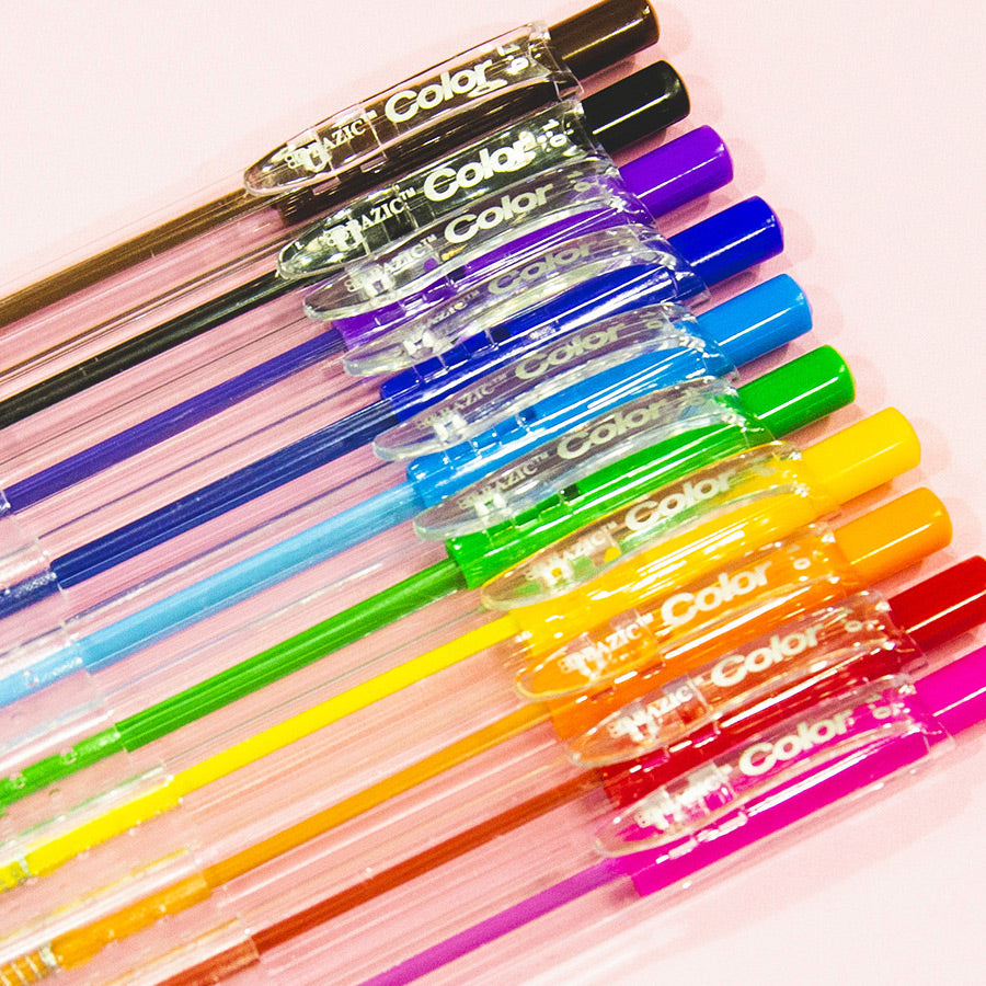 10-Color Retractable Ballpoint Pens, 1.0 mm Medium