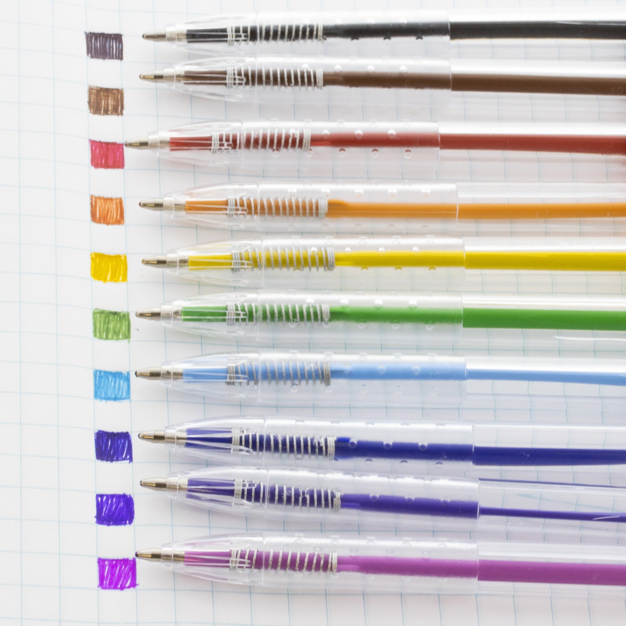10-Color Retractable Ballpoint Pens, 1.0 mm Medium