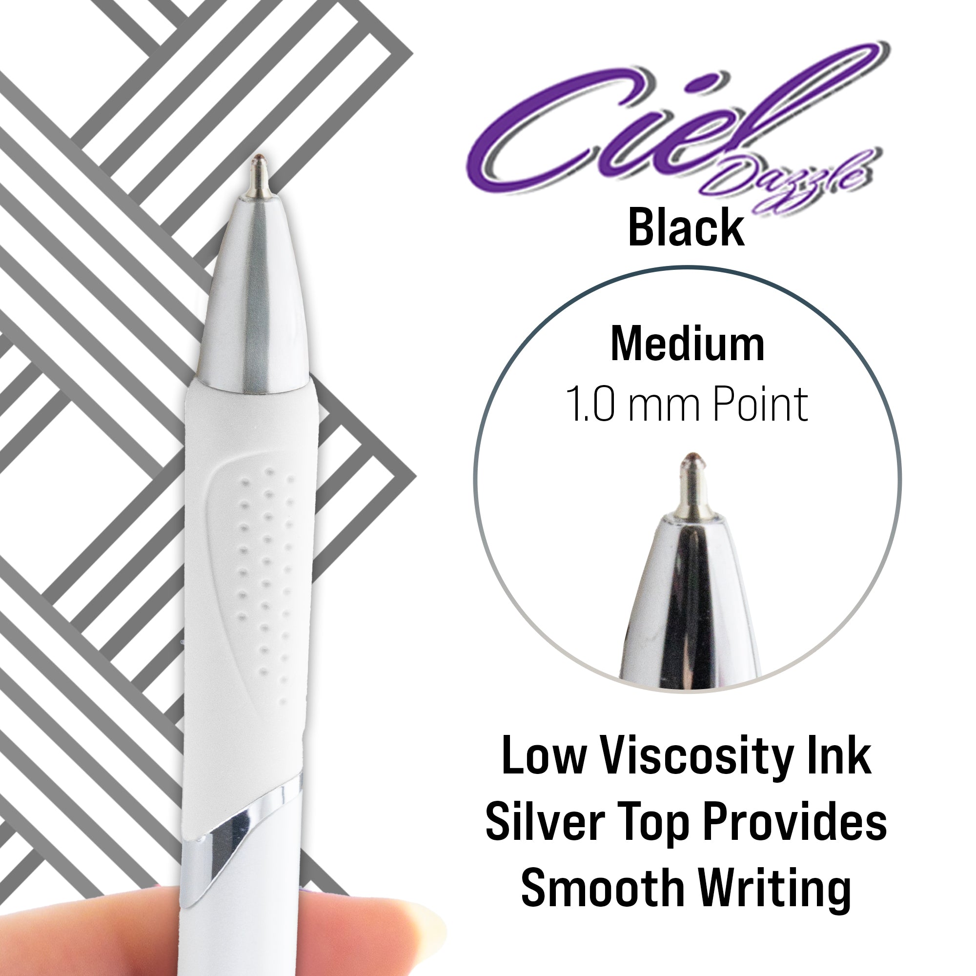 Black Retractable Ballpoint Pens, 2 Count, 1.0 mm Medium