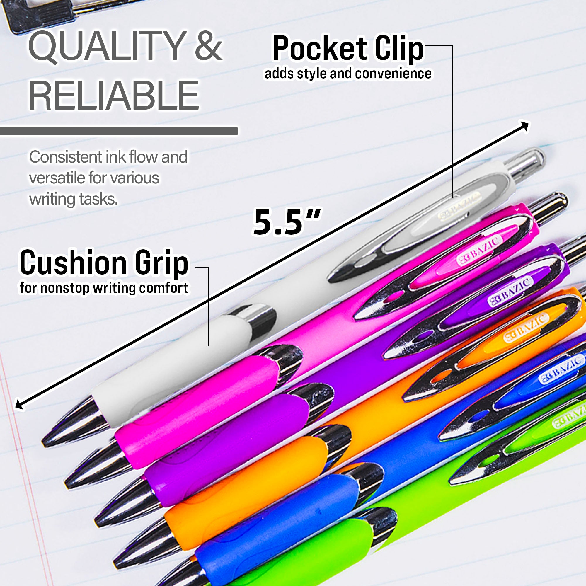 Black Retractable Ballpoint Pens, 2 Count, 1.0 mm Medium