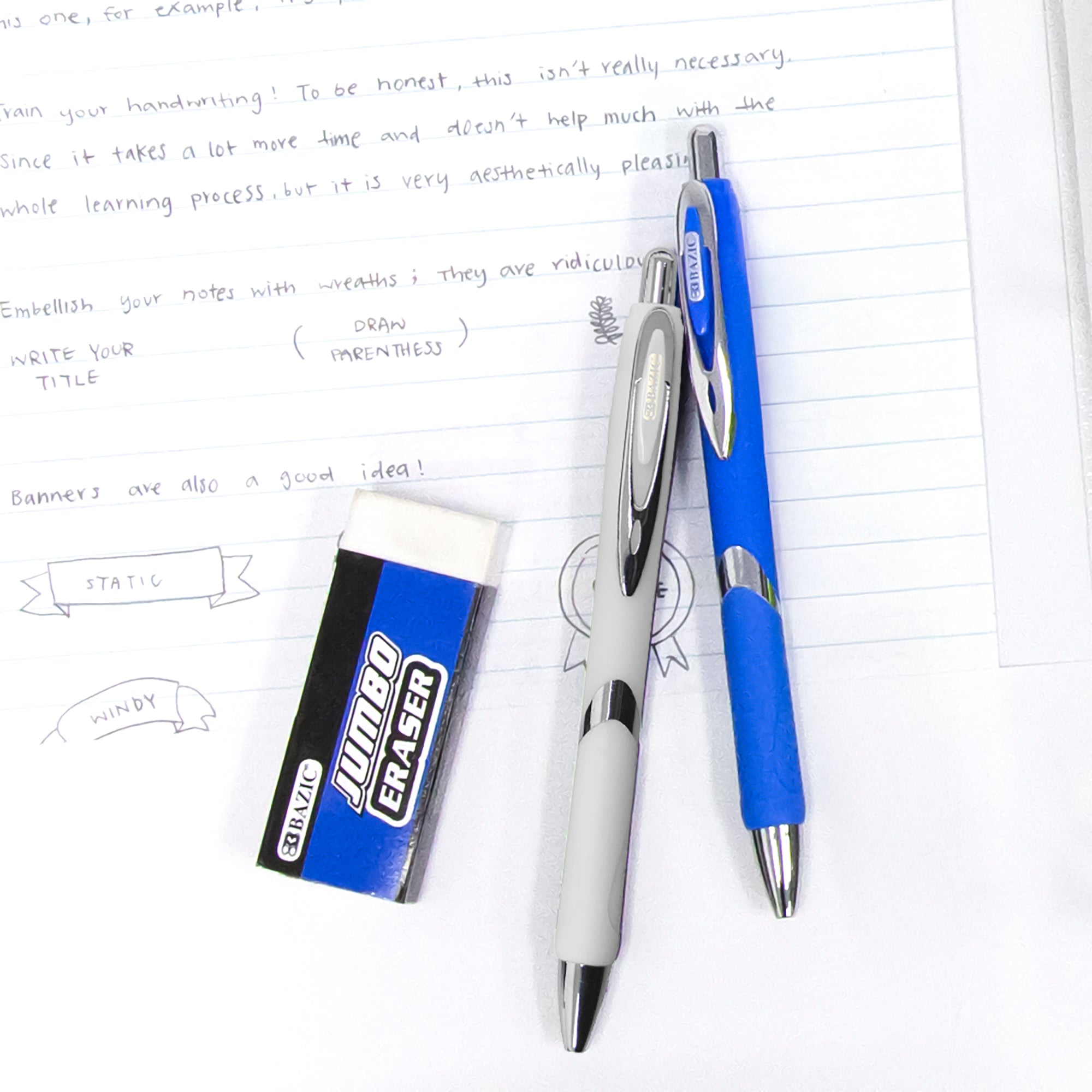 Black Retractable Ballpoint Pens, 2 Count, 1.0 mm Medium
