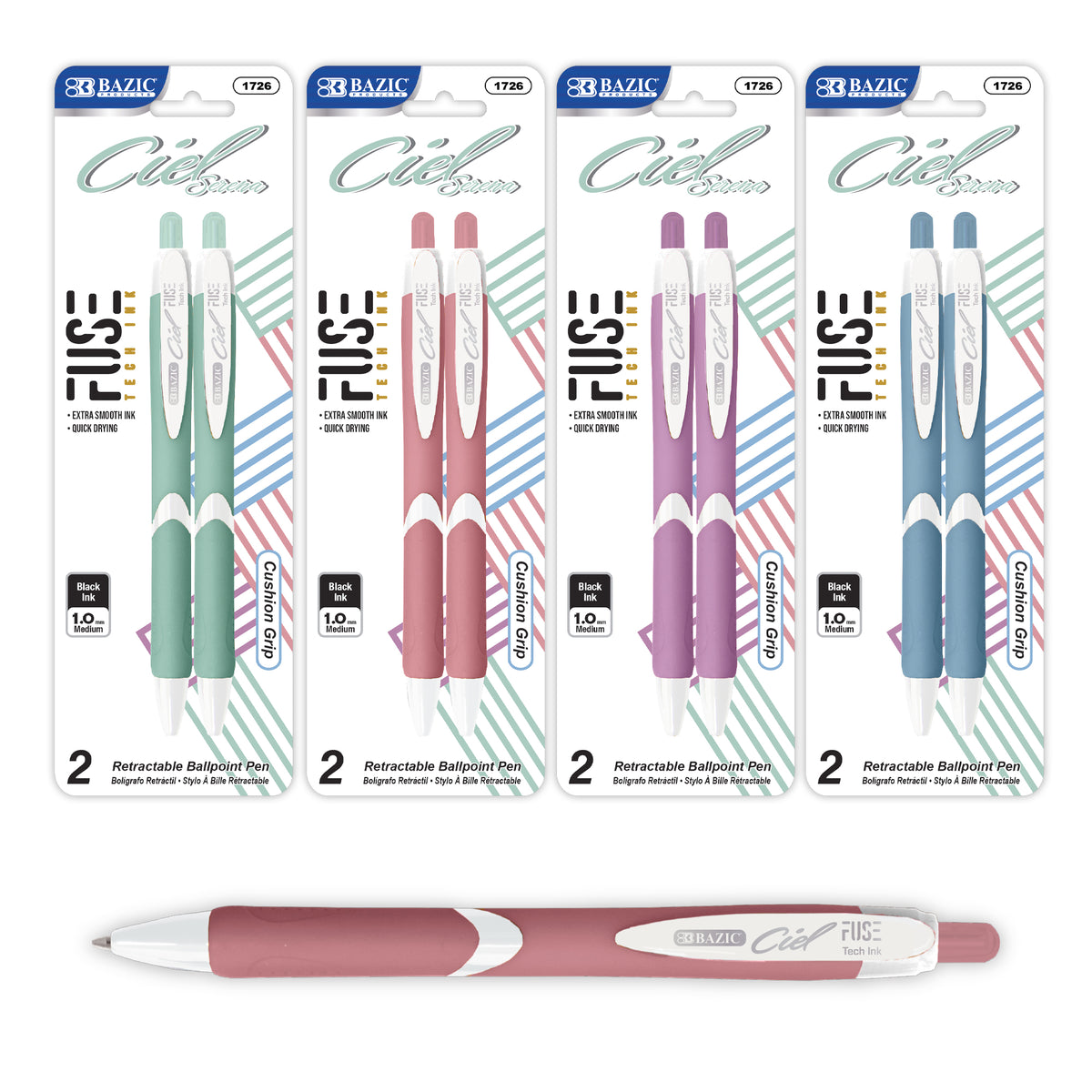 Ciel Serena Retractable FUSE Tech Pens, Color Barrel