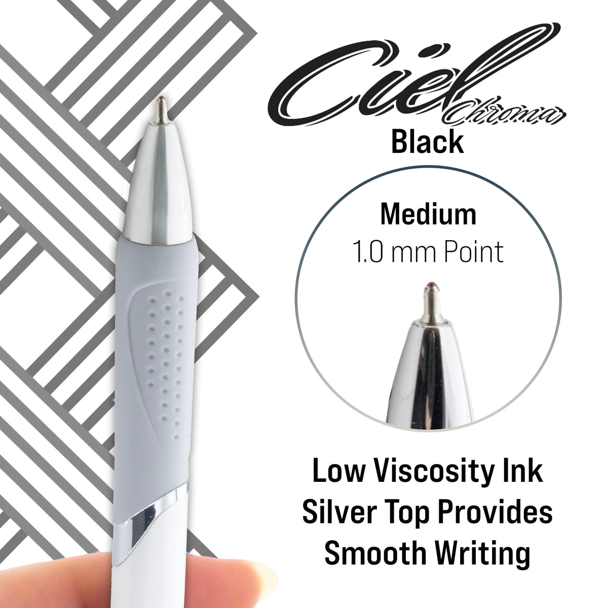 Ciel Chroma Retractable FUSE Tech Pens, B/W Barrel