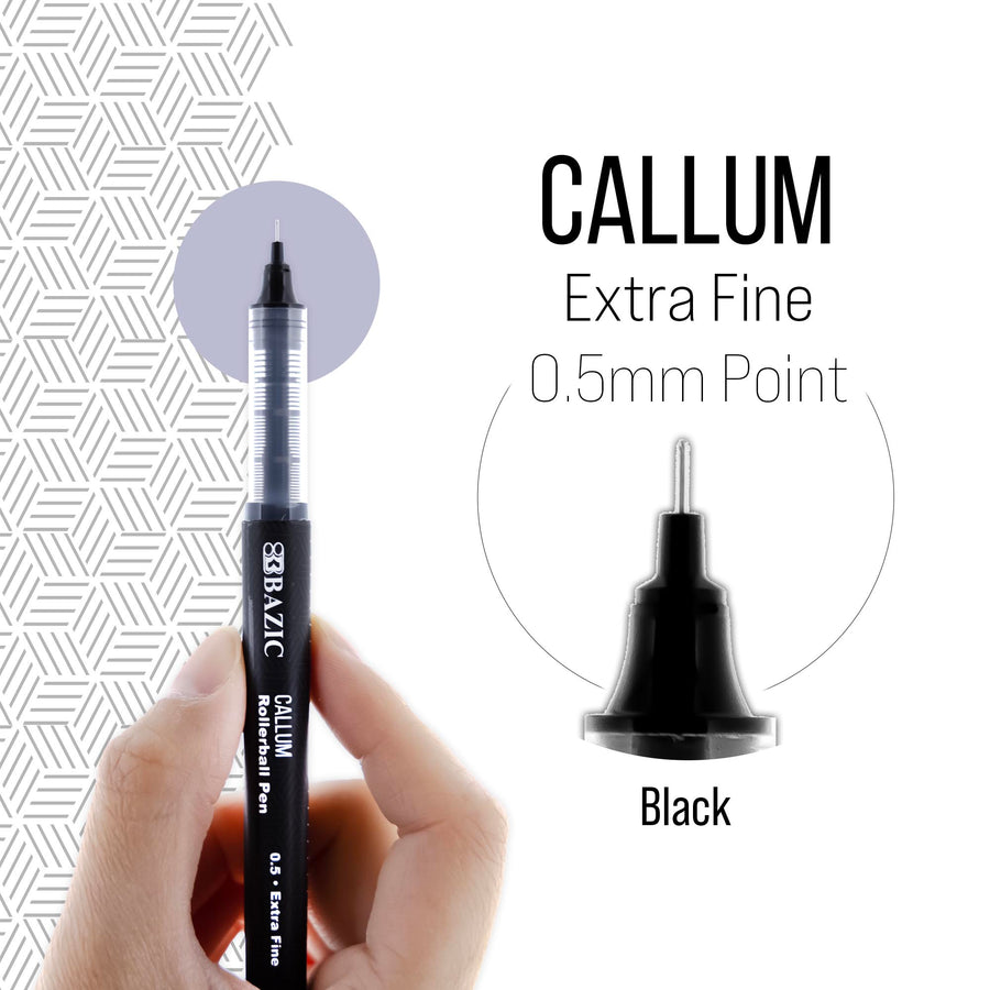 Callum Black Needle-Tip Rollerball Pen w/ Jumbo Ink Tank (2/Pack)