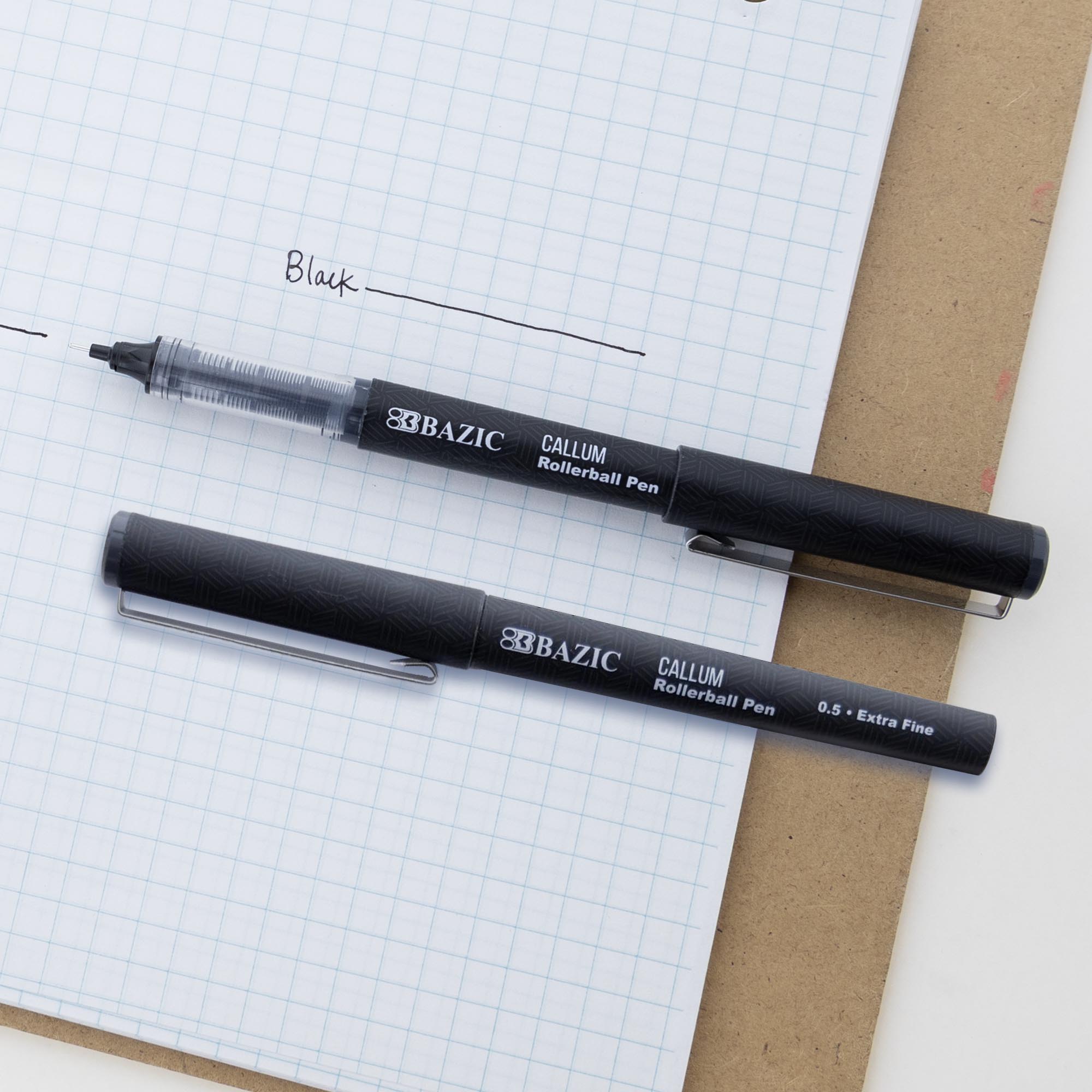 Callum Black Rollerball Pens, 0.5 mm Needle, 2 Count