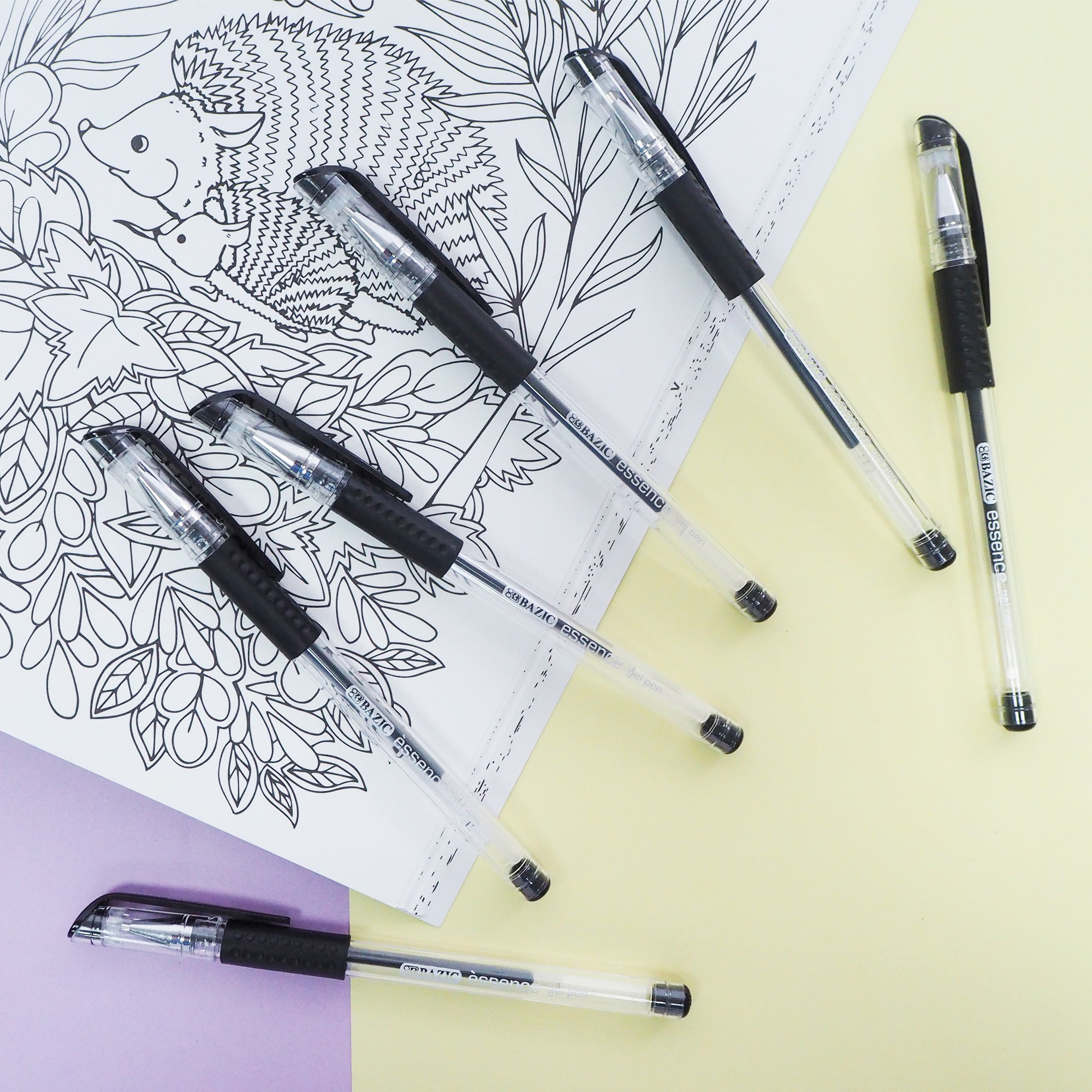 Essence Black Gel Pens, Cushion Grip, 0.7mm Medium