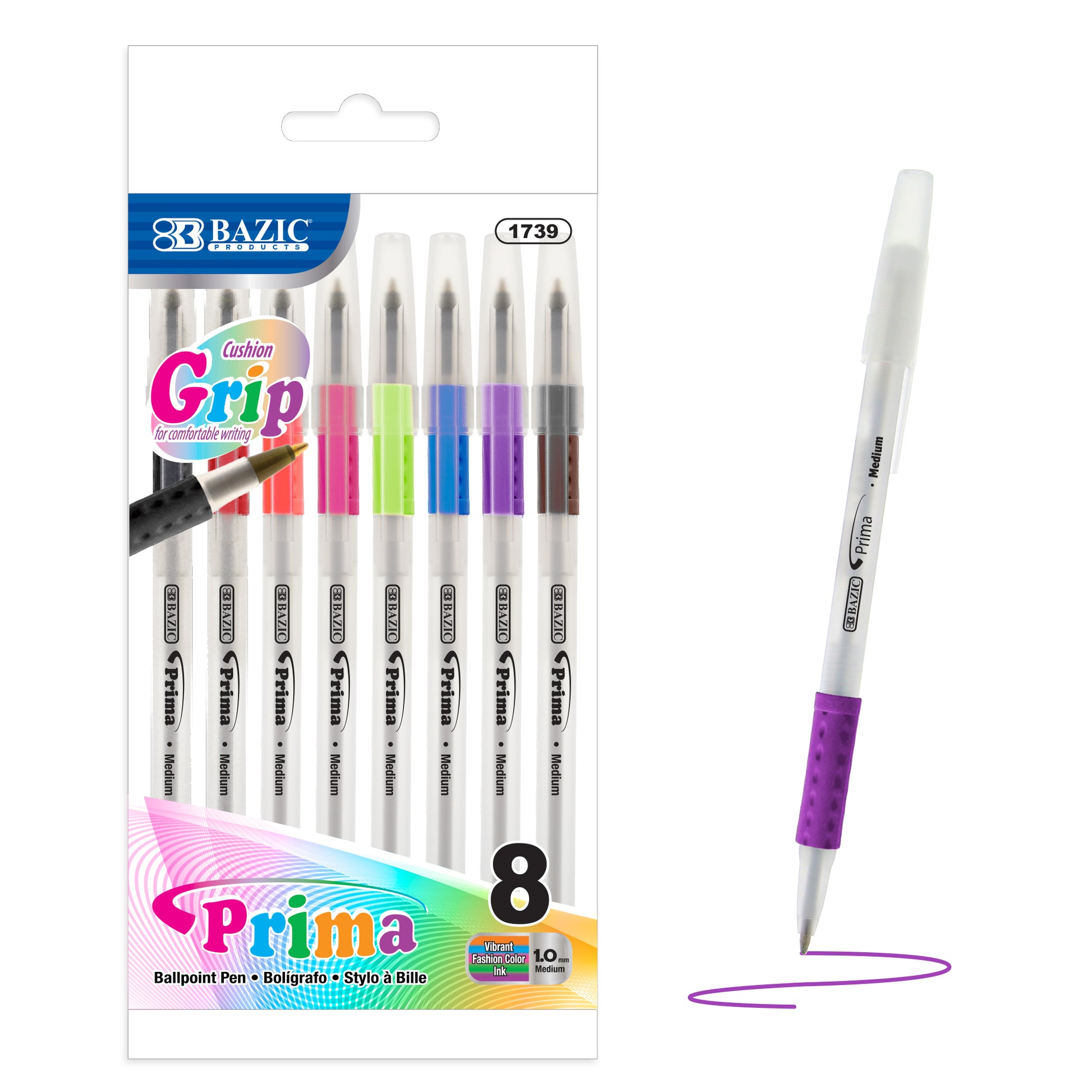 8 Color Prima Stick Pen w/ Cushion Grip