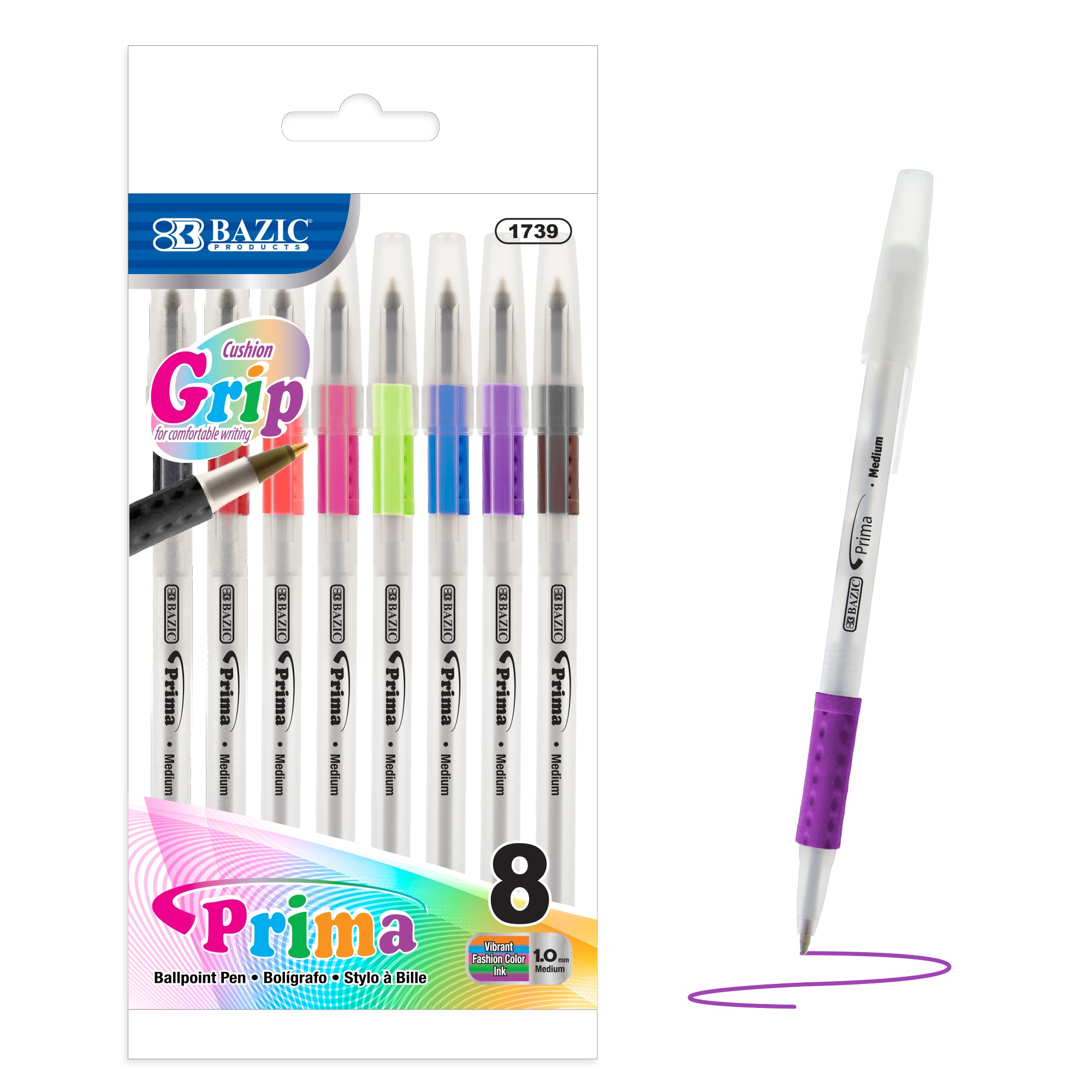 8 Color Prima Stick Pen w/ Cushion Grip