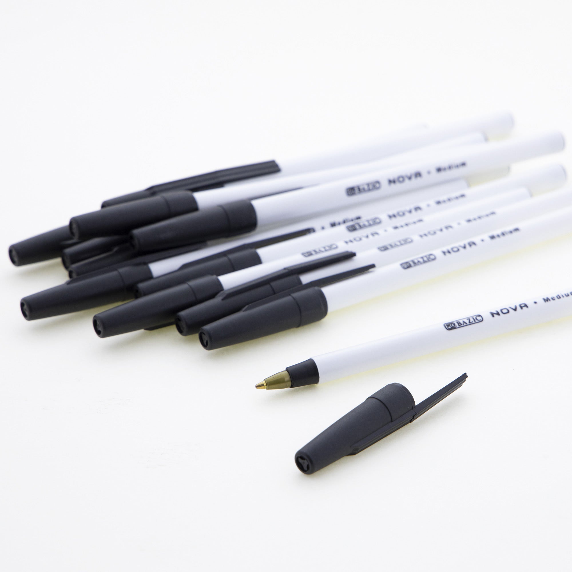 Nova Black Stick Ballpoint Pens, 1.0 mm Medium, 12 Count