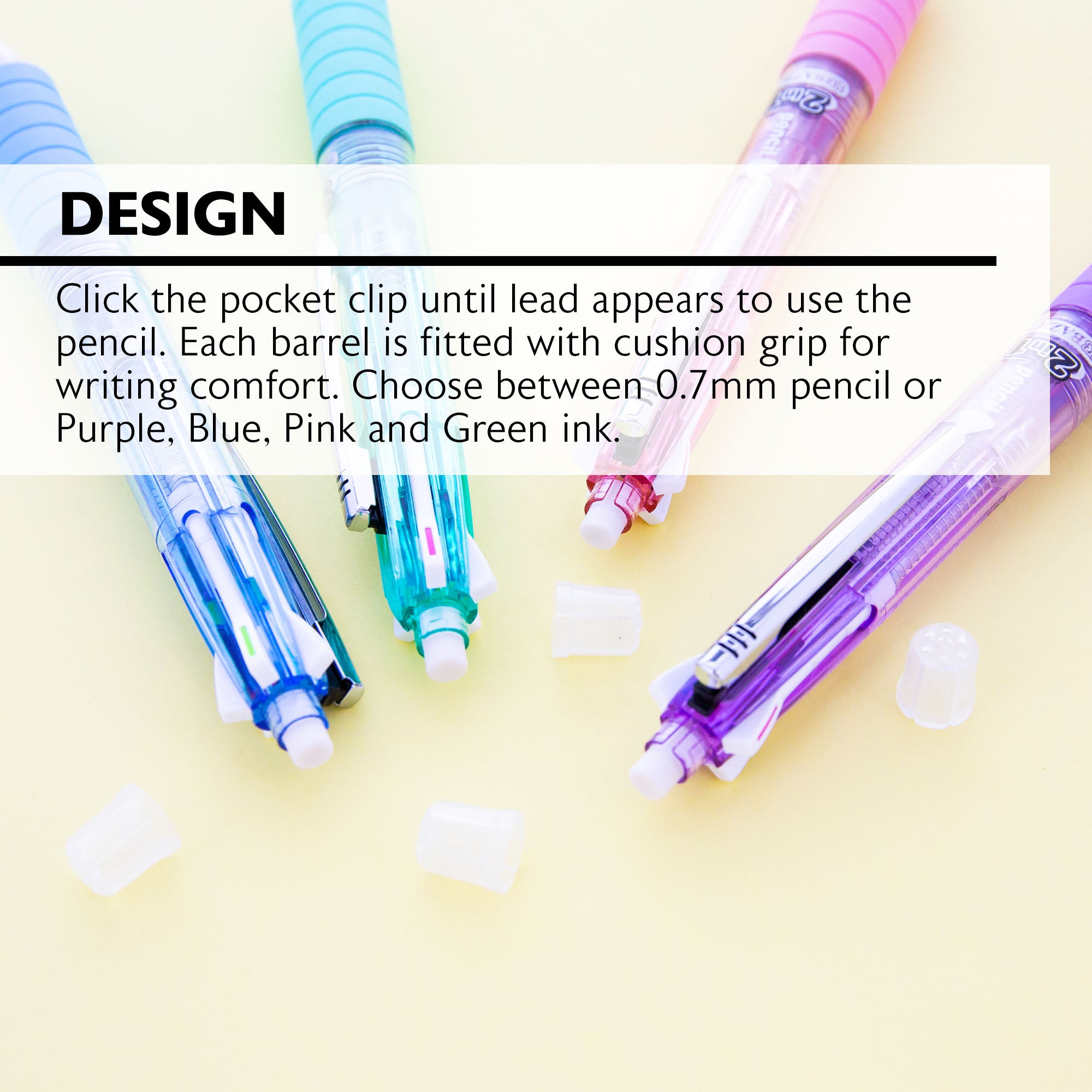 2-In-1 Mechanical Pencil & 4-Fashion Color Pen w/ Cushion Grip