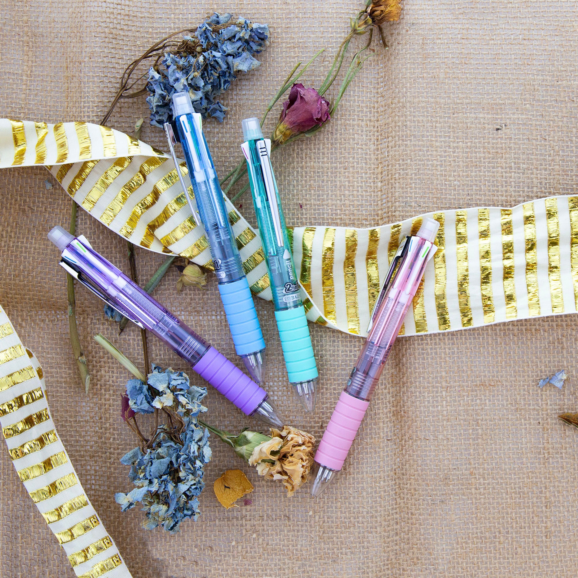2-In-1 Mechanical Pencil &amp; 4-Fashion Color Pen w/ Cushion Grip