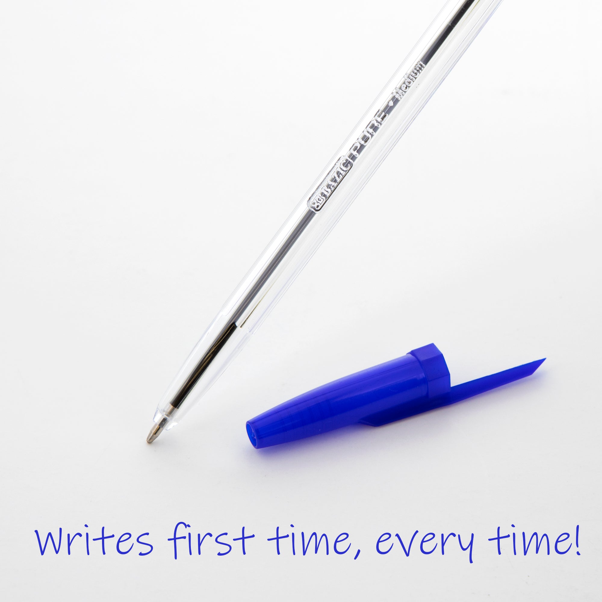 Pure Blue Stick Ballpoint Pens, 1.0 mm Medium, 12 Count