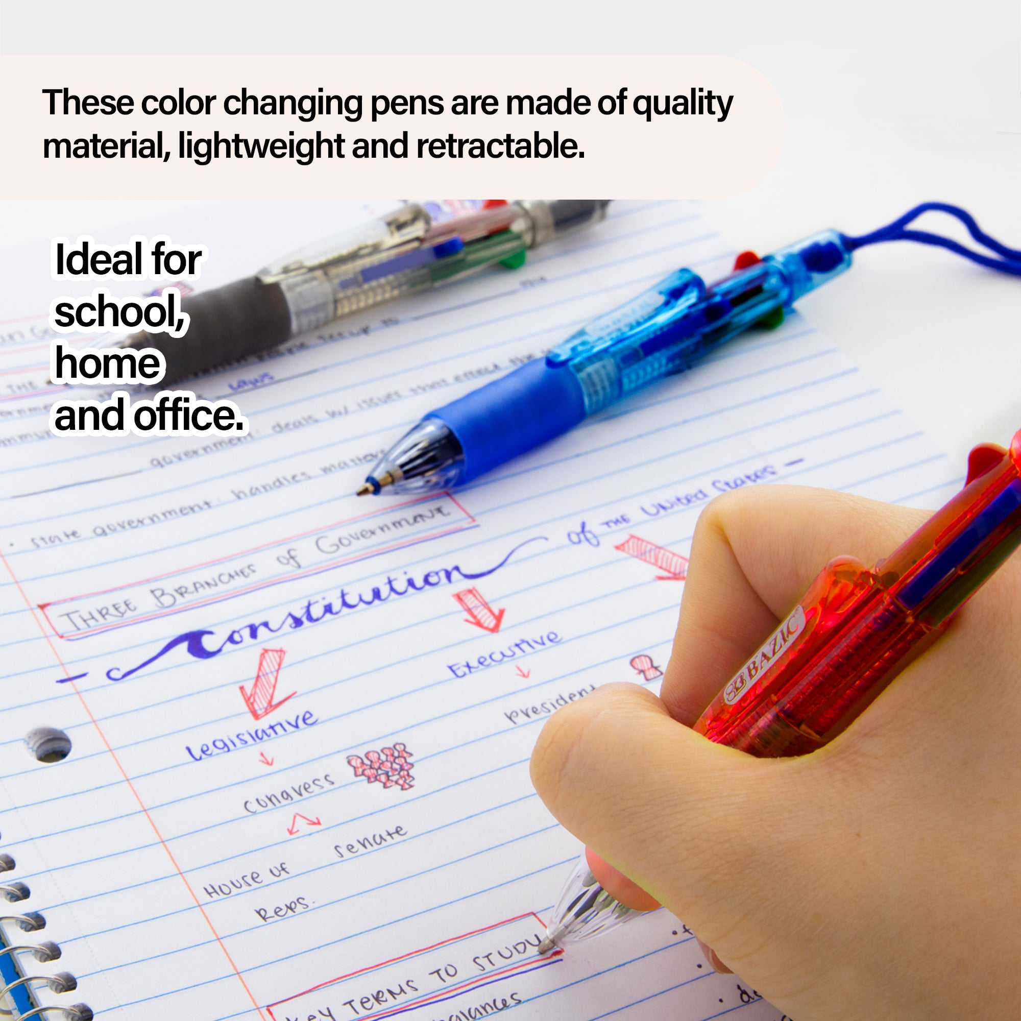 4-Color Retractable Ballpoint Pens, 1.0 mm Medium