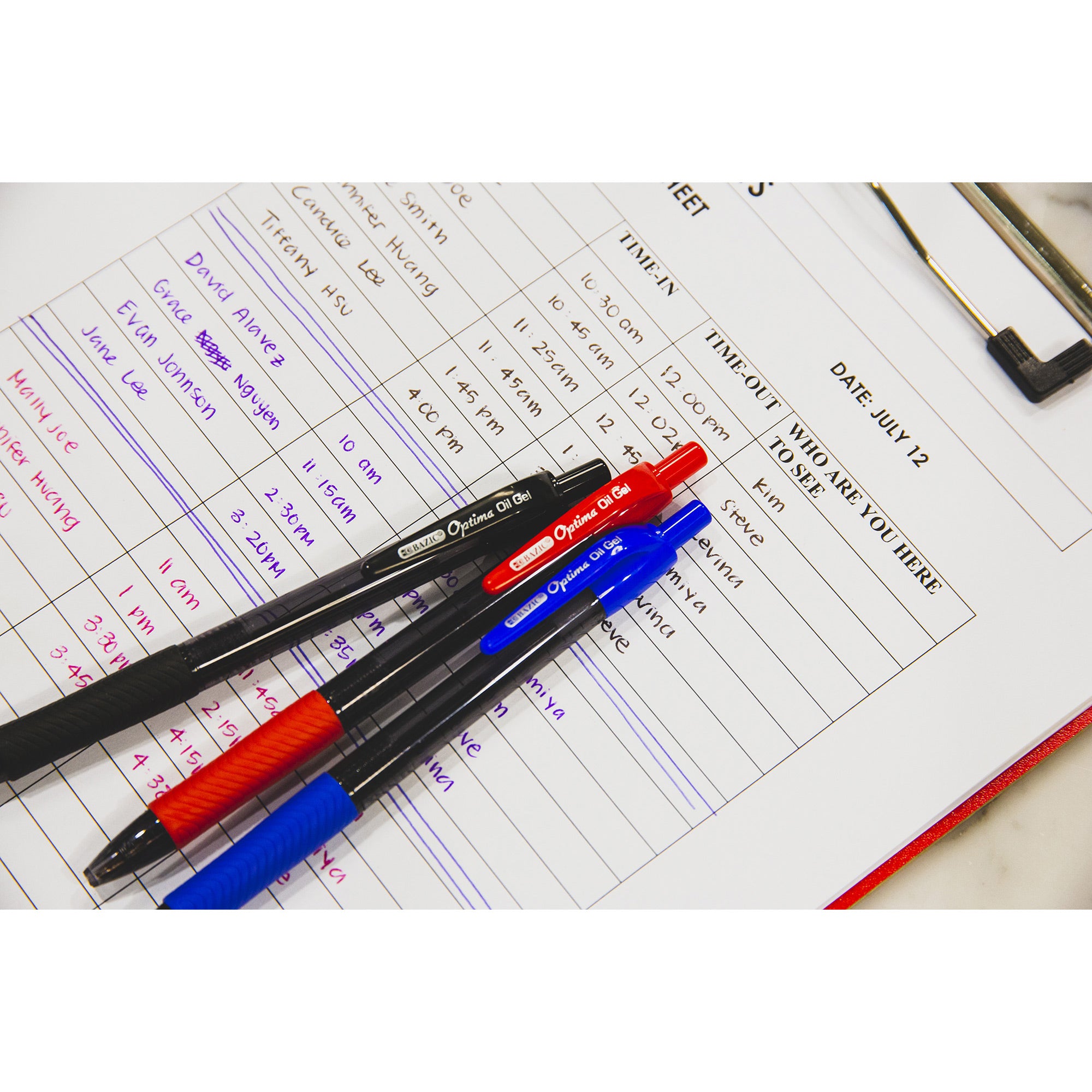 Red Retractable Ballpoint Pens, 3 Count, 1.0 mm Medium