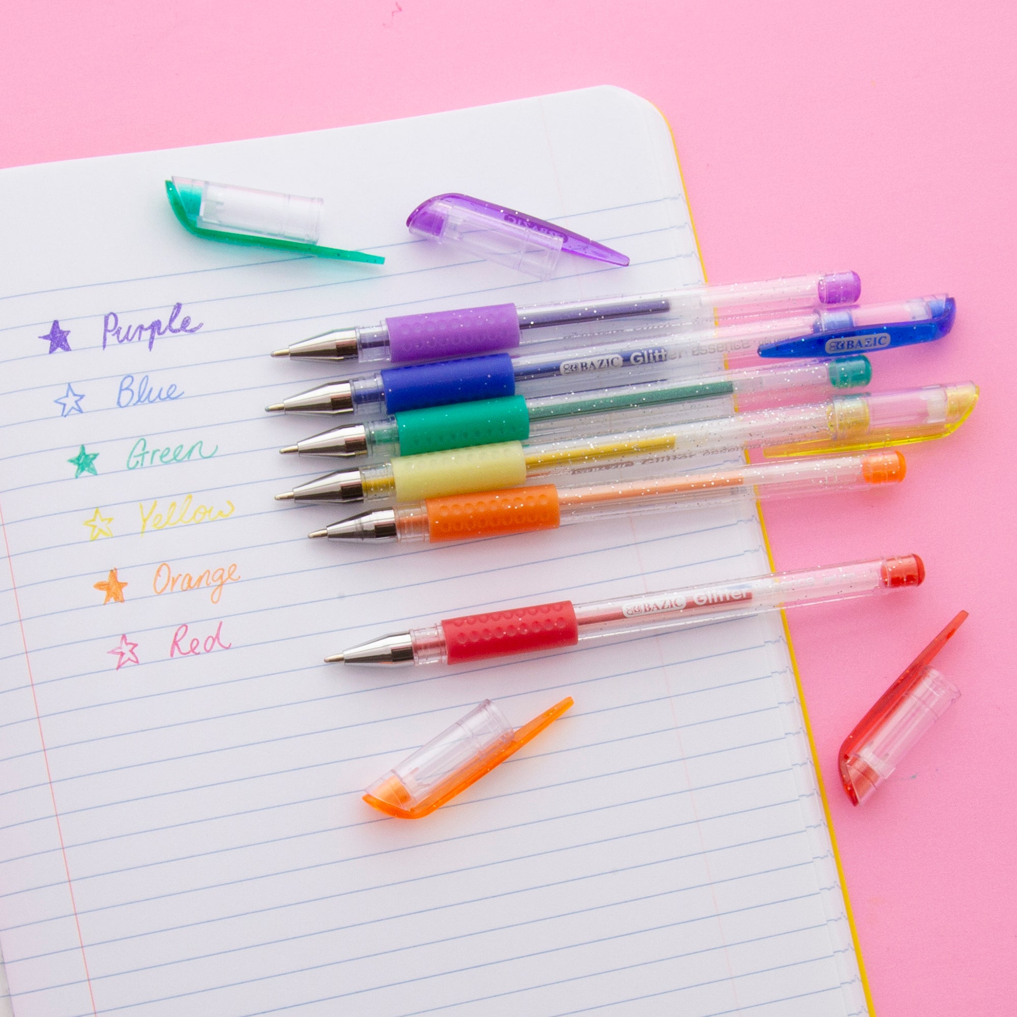 Essence 6 Glitter Colors Gel Pens, 1.0 mm Medium