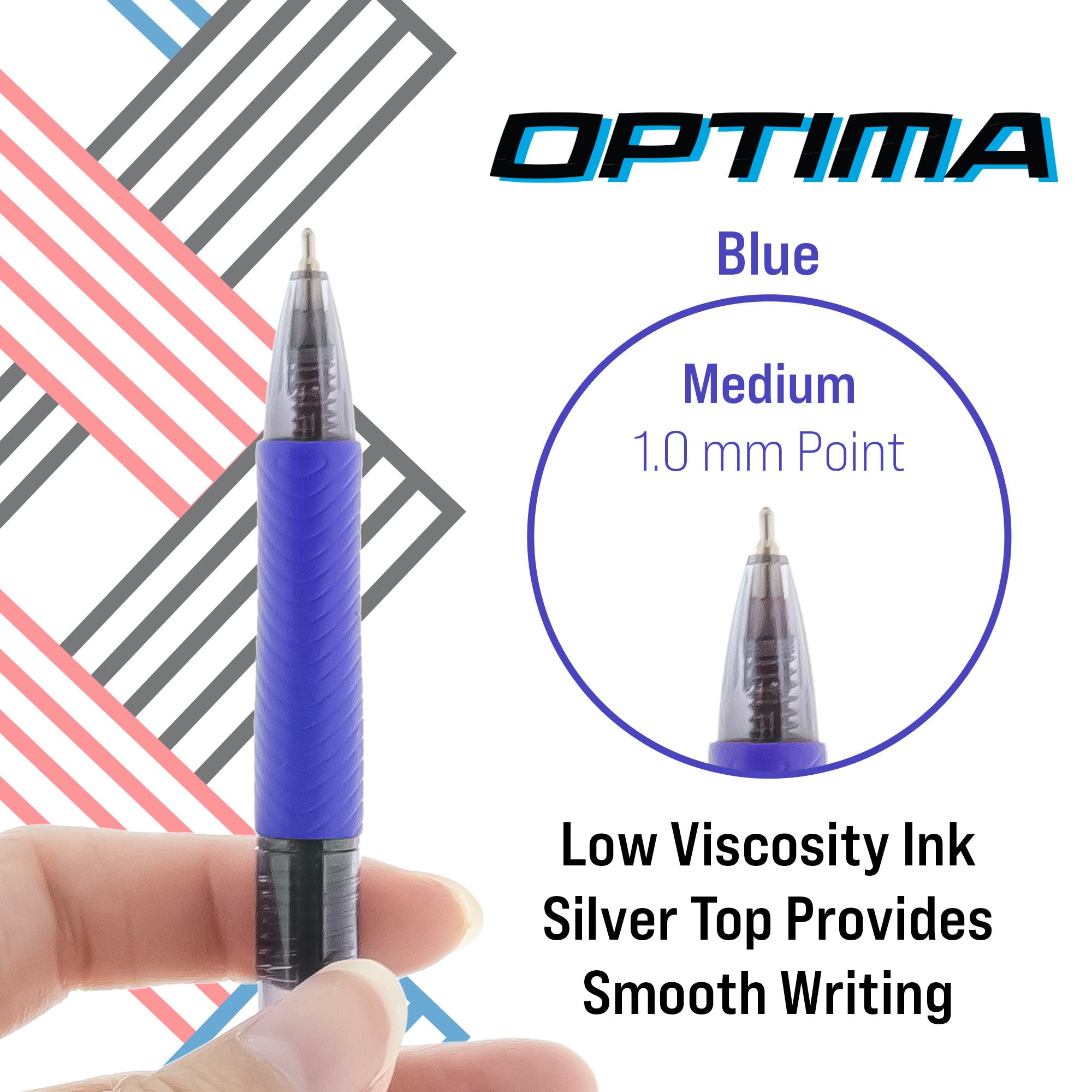 Gel Pens, Blue Ink, Retractable, 1.0mm Medium Tip, 3-Count