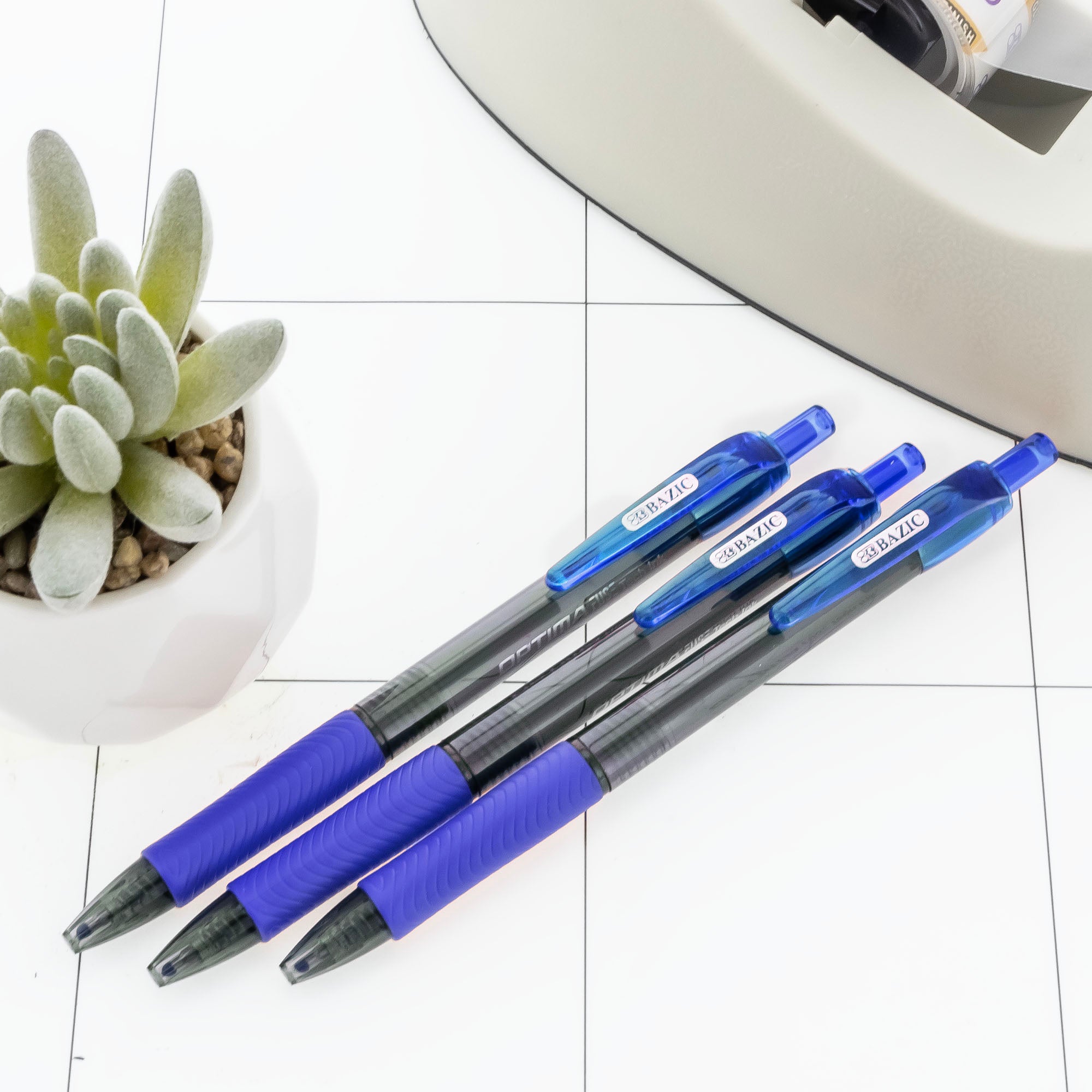 Blue Retractable Ballpoint Pens, 3 Count, 1.0 mm Medium