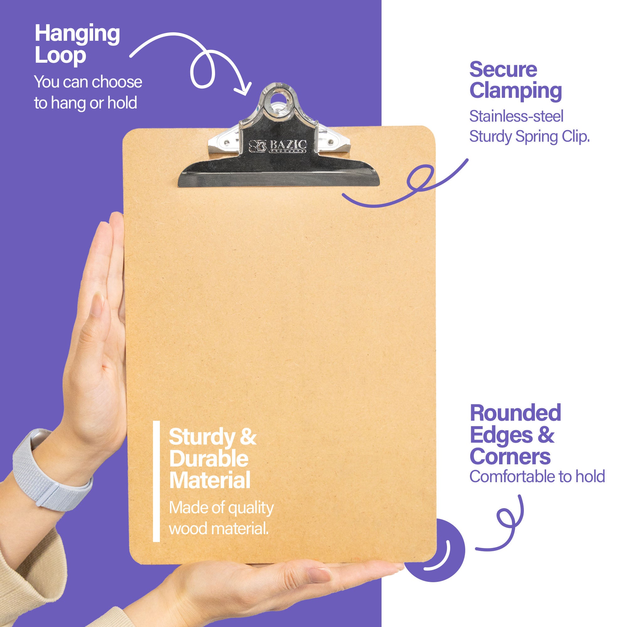 Standard Hardboard Clipboard, Spring Clip