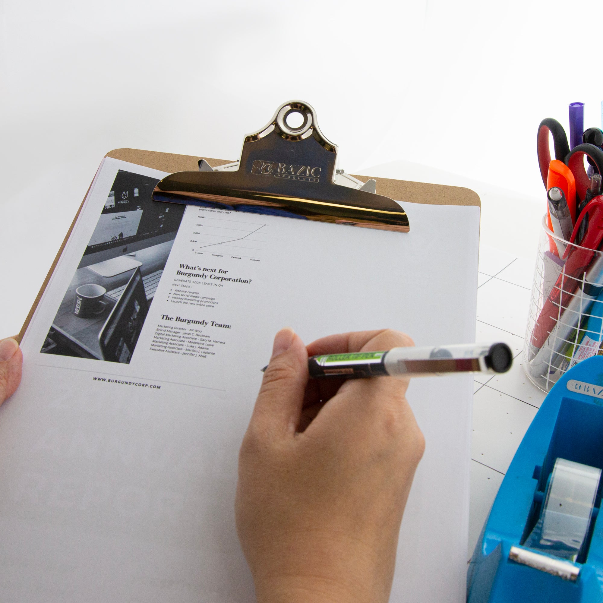 Standard Hardboard Clipboard, Spring Clip