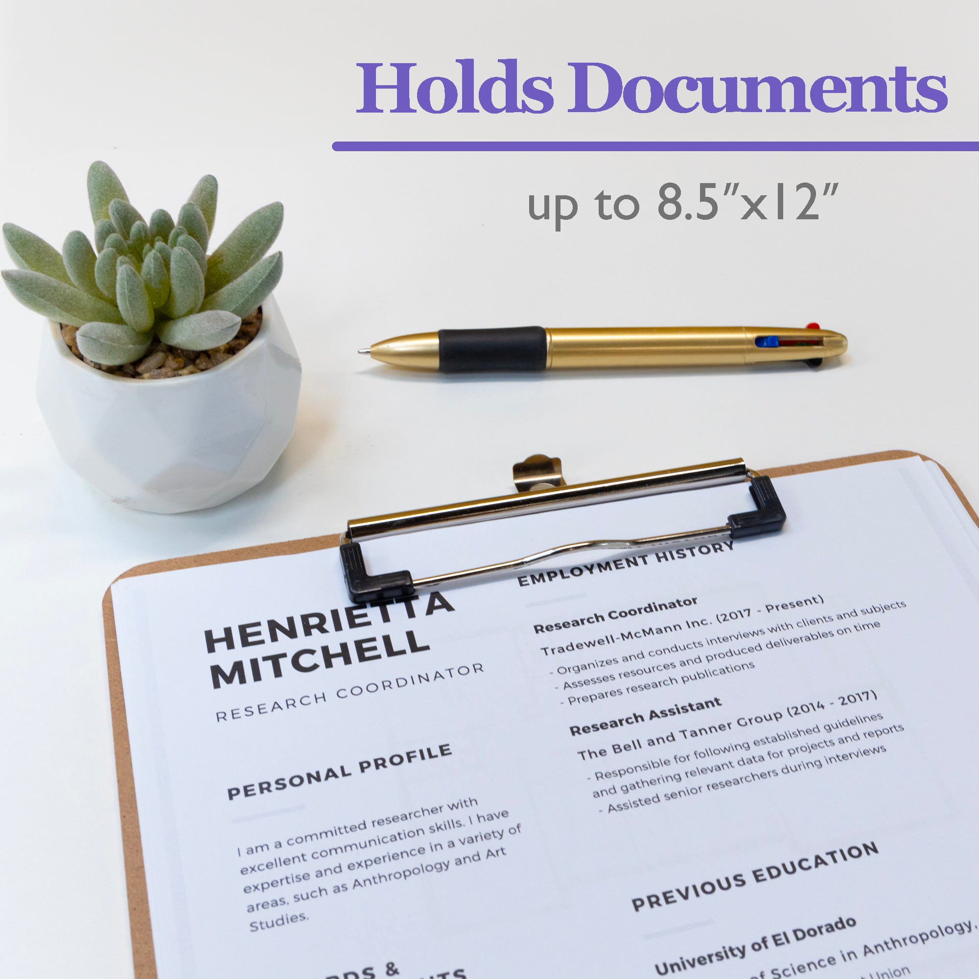 Hardboard Clipboard with Low Profile Clip