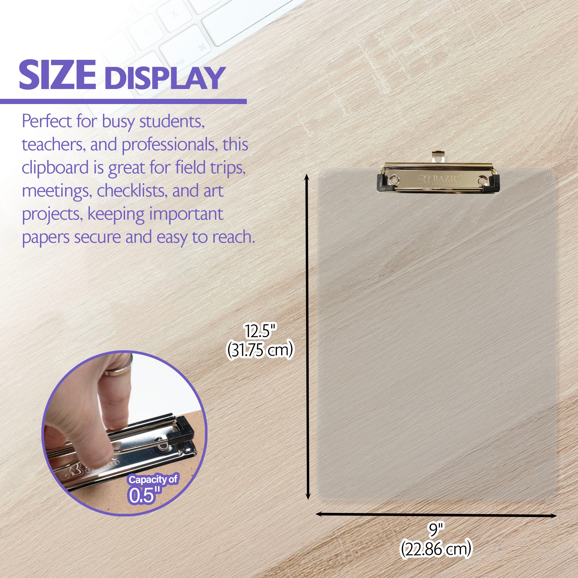 Standard Clear Plastic Clipboard, Low-Profile Clip – BAZIC Store