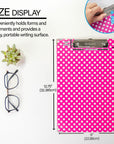 Paperboard Clipboard Standard Size Polka Dot w/ Low Profile Clip