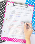 Paperboard Clipboard Standard Size Polka Dot w/ Low Profile Clip