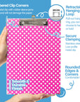 Paperboard Clipboard Standard Size Polka Dot w/ Low Profile Clip