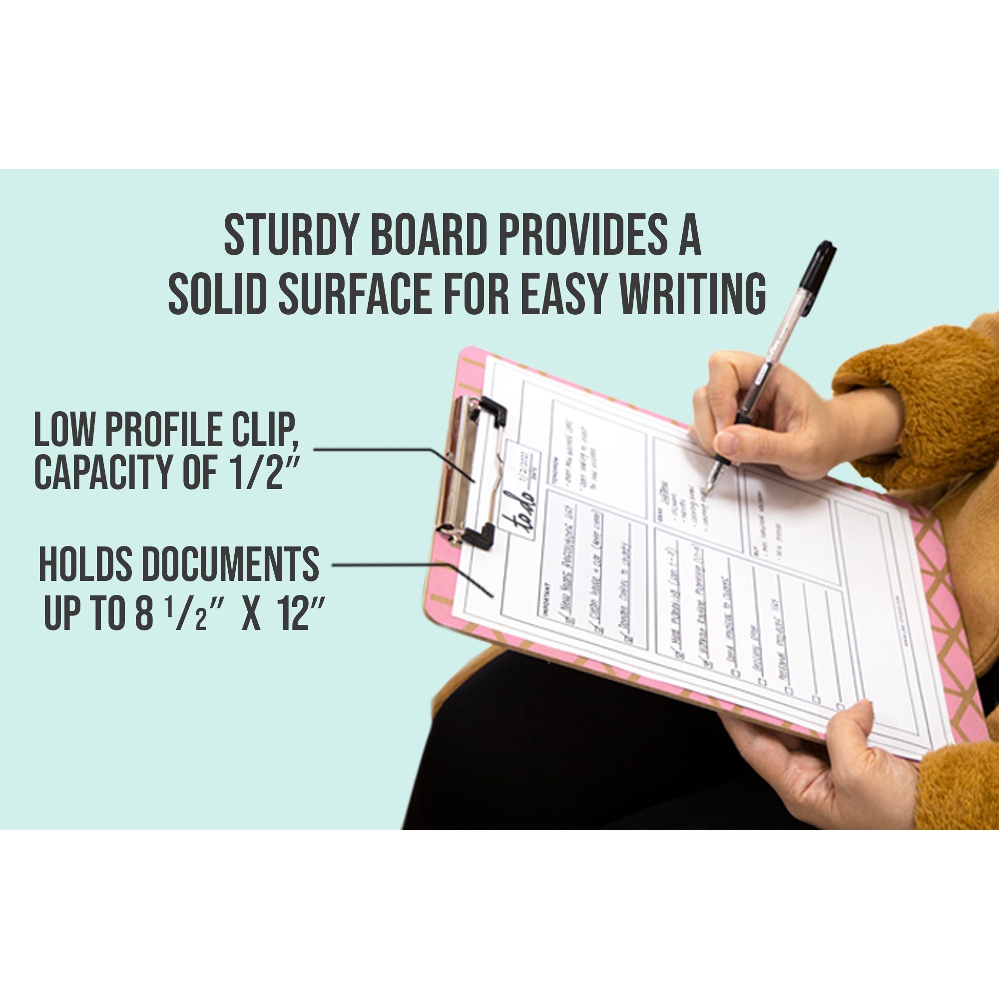 Retro Hardboard Standard Clipboard, Low-Profile Clip