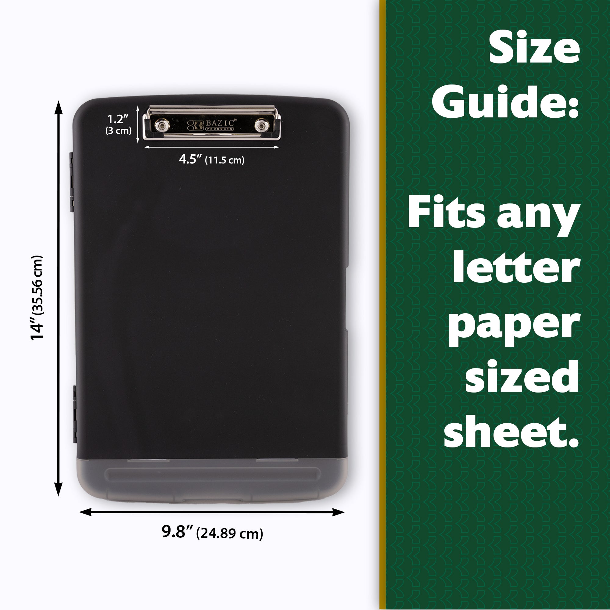 Storage Clipboard with Pen Holder, Black, 14" x 9.8"