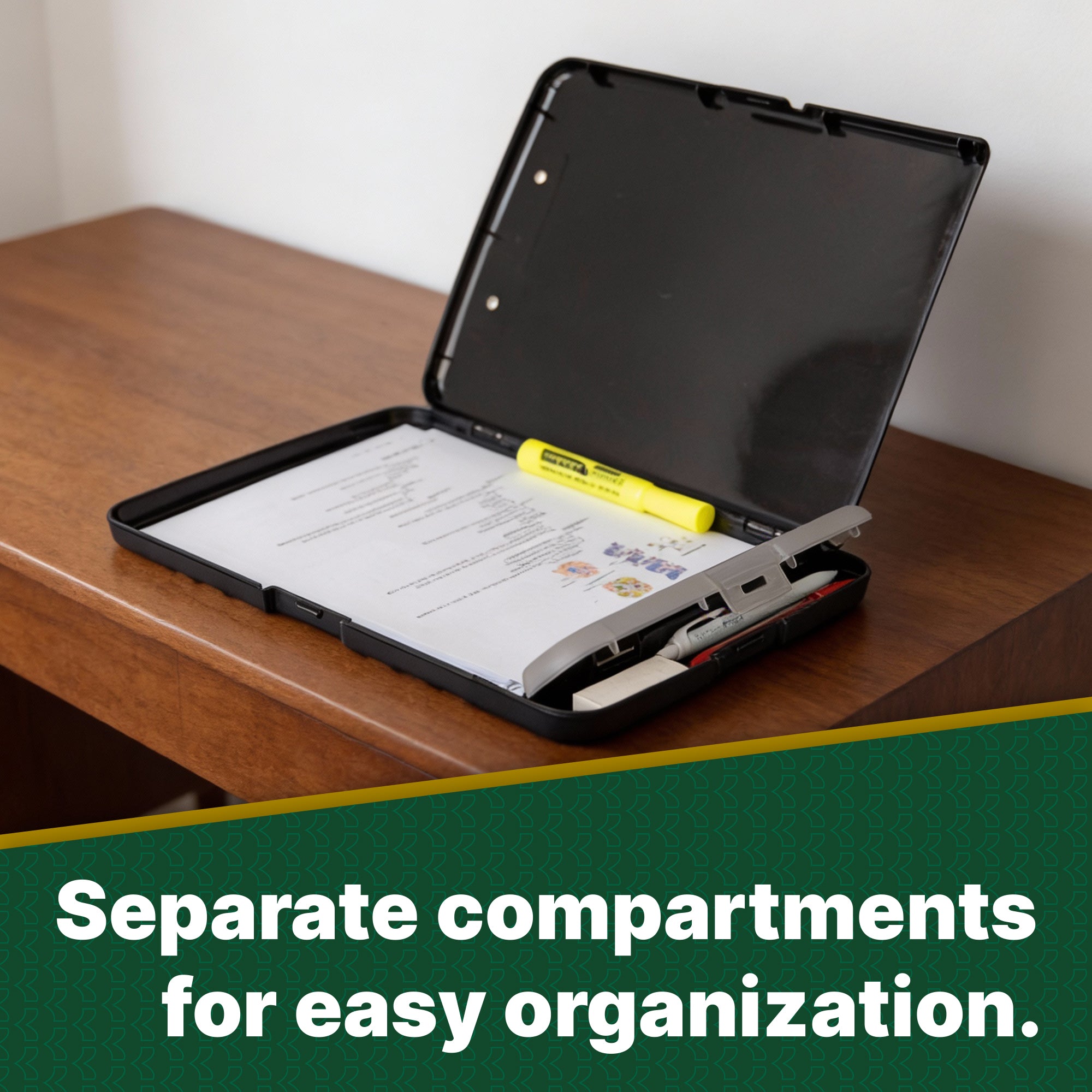 Storage Clipboard with Pen Holder, Black, 14" x 9.8"