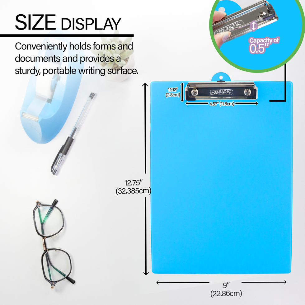 BAZIC Bright Color PVC Standard Clipboard w/ Low Profile Clip – BAZIC Store