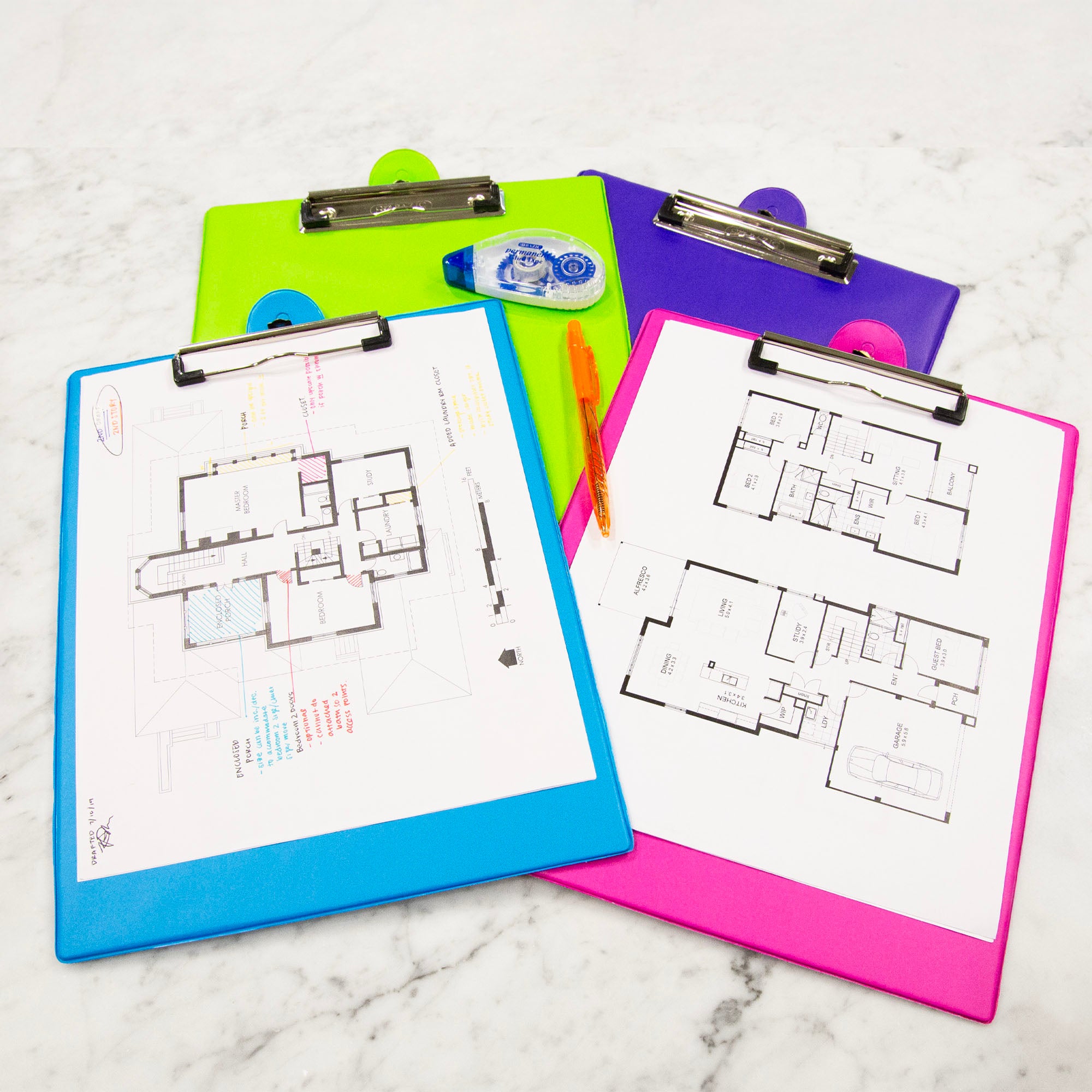 PVC Standard Clipboard Bright Color w/ Low Profile Clip