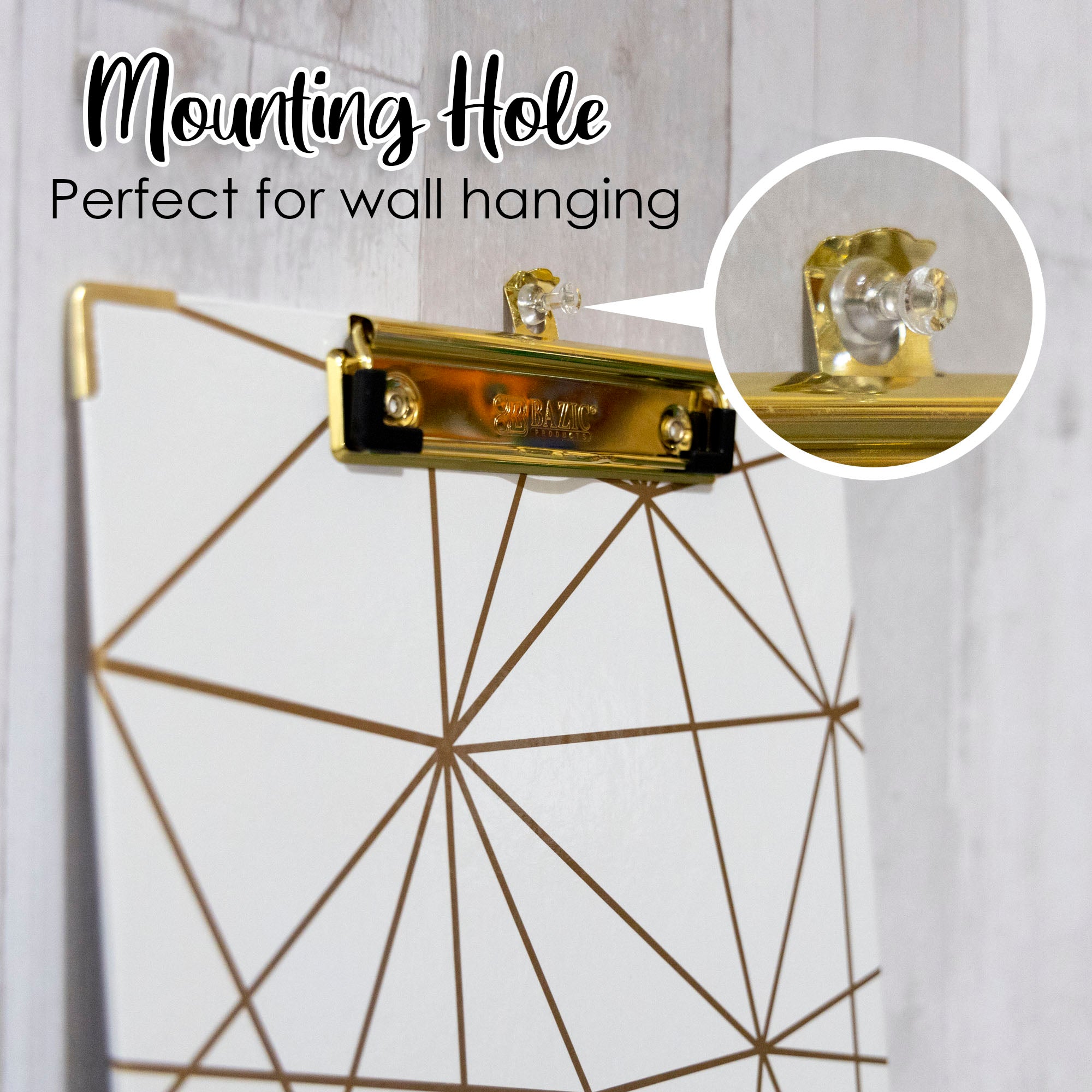 Geometric Paperboard Clipboard, Gold Clip