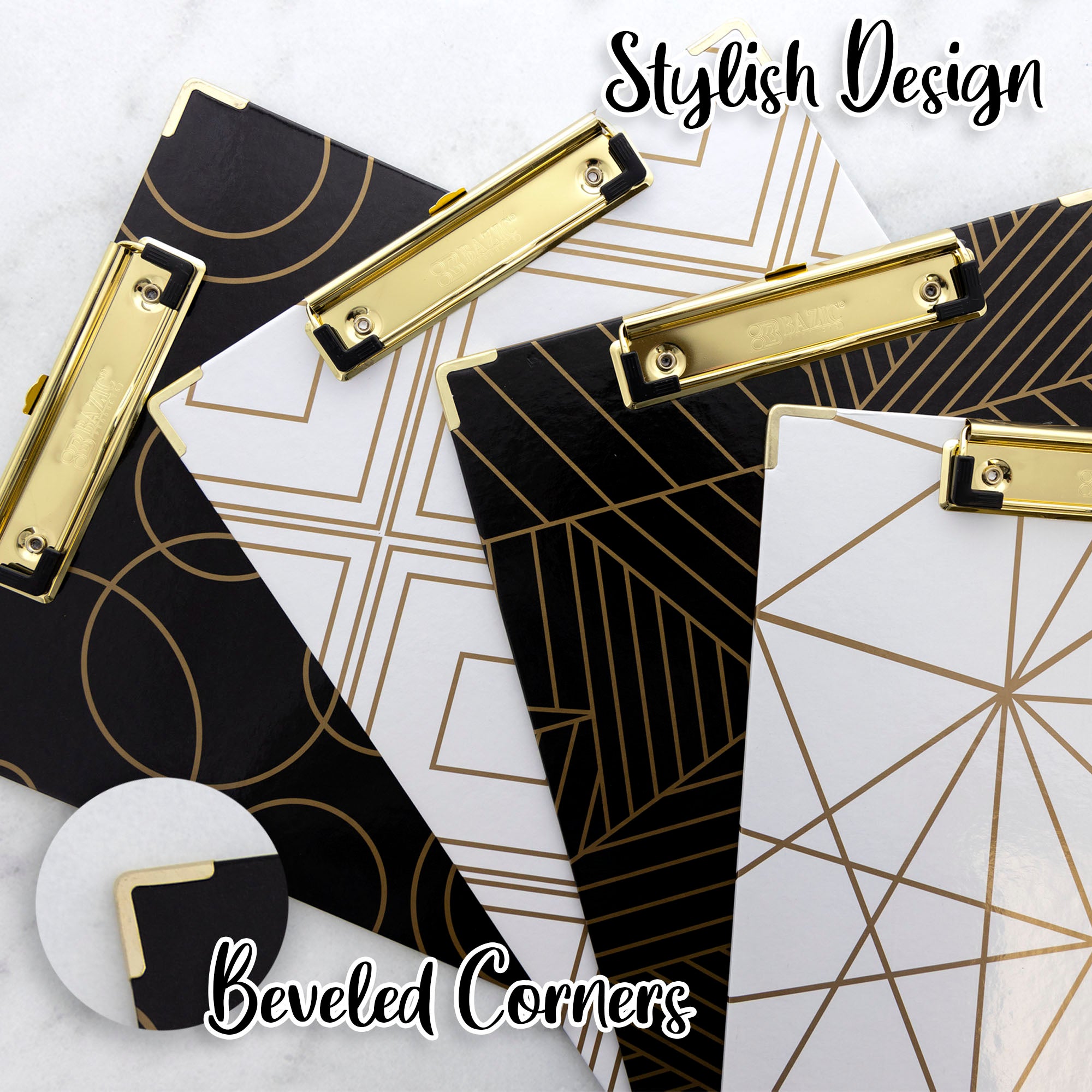 Geometric Paperboard Clipboard, Gold Clip