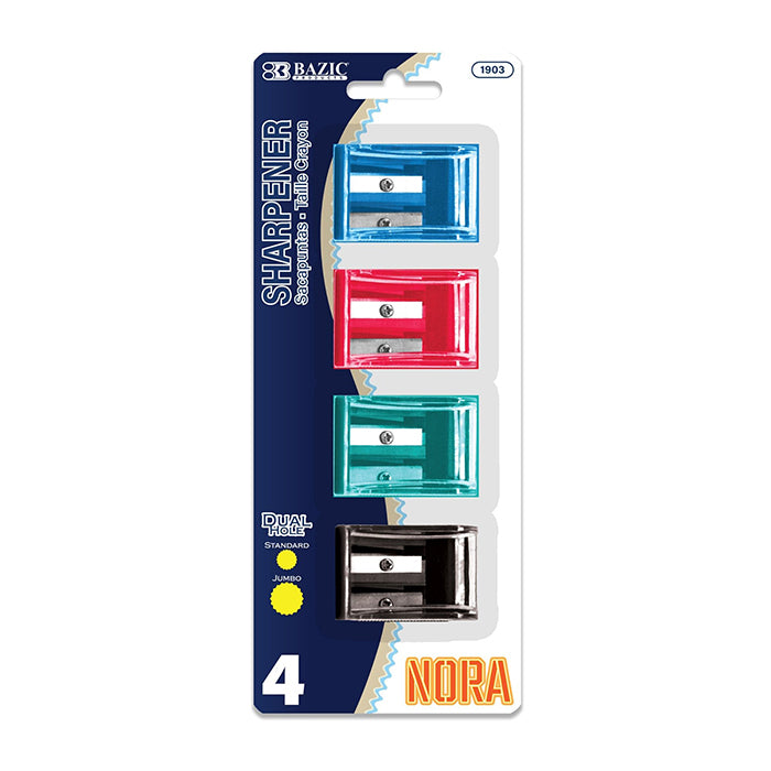 Dual Hole Pencil Sharpener with Receptacle, Square