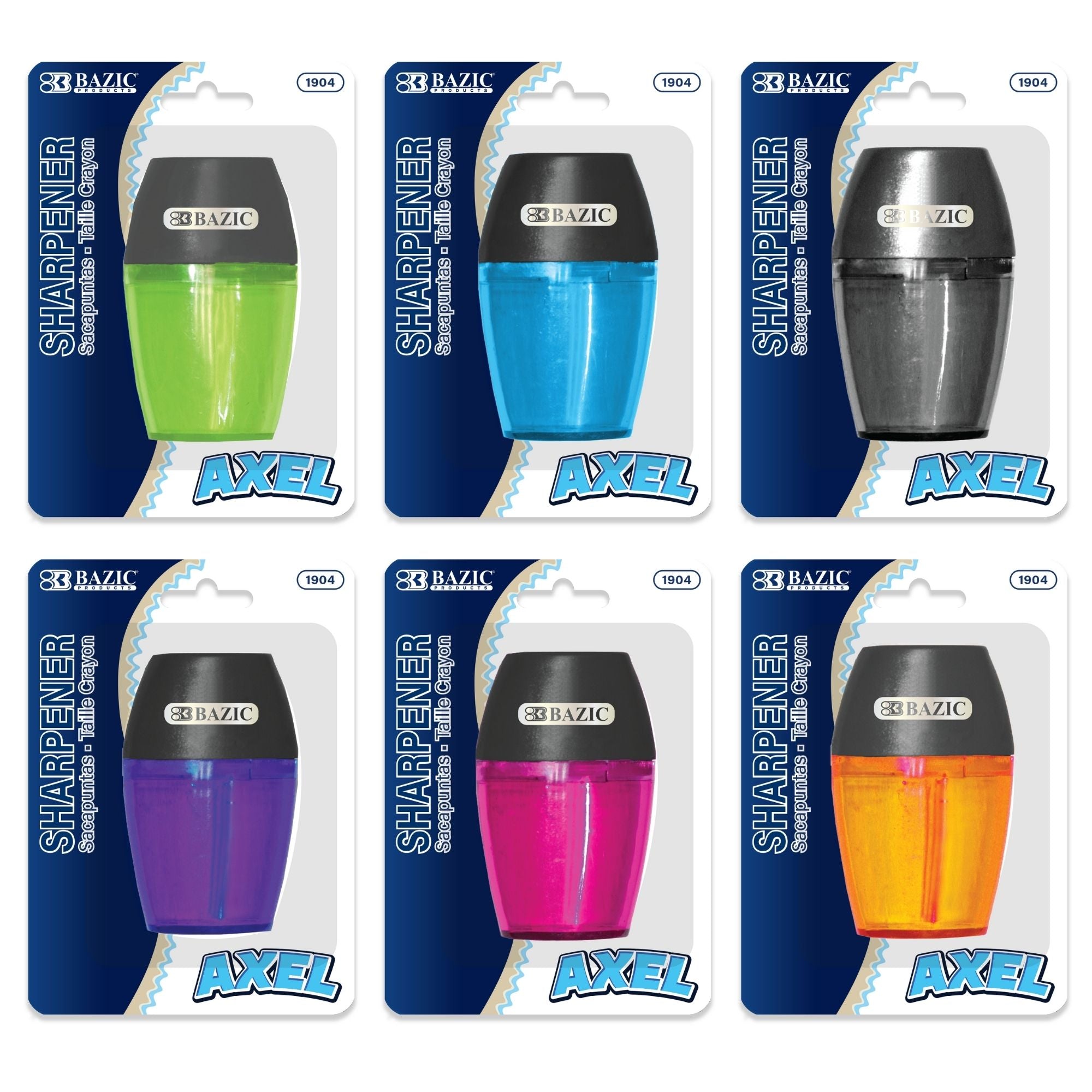Axel Single-Hole Pencil Sharpeners, 1 Count, With Receptacle