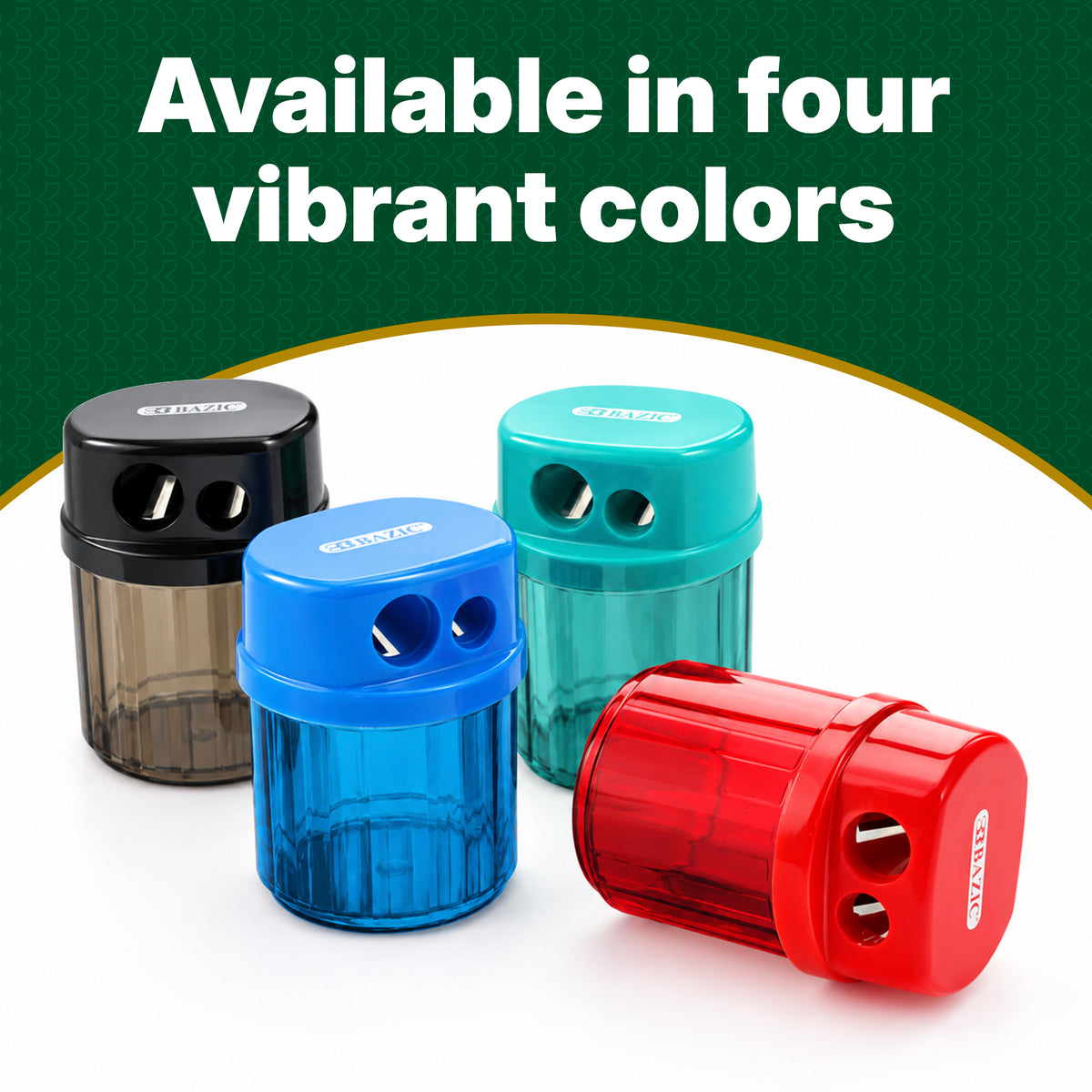 Dual Hole Pencil Sharpeners with Receptacle, Round