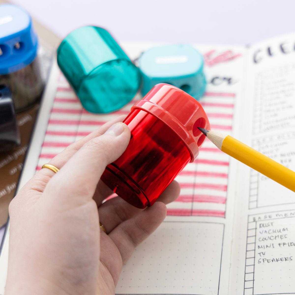 Dual Hole Pencil Sharpeners with Receptacle, Round