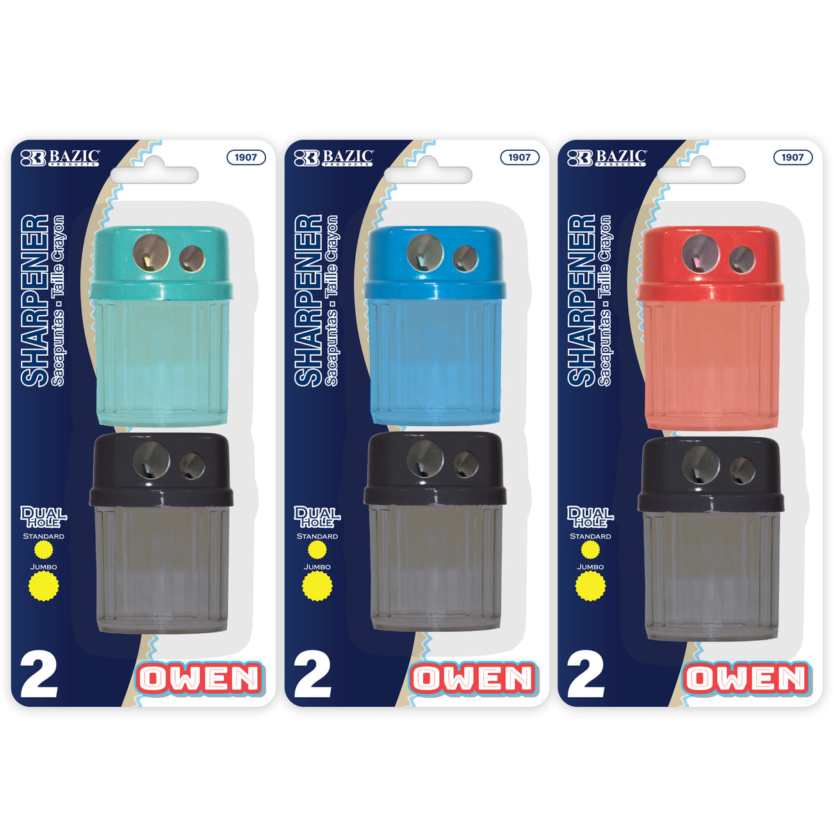 Dual Hole Pencil Sharpeners with Receptacle, Round