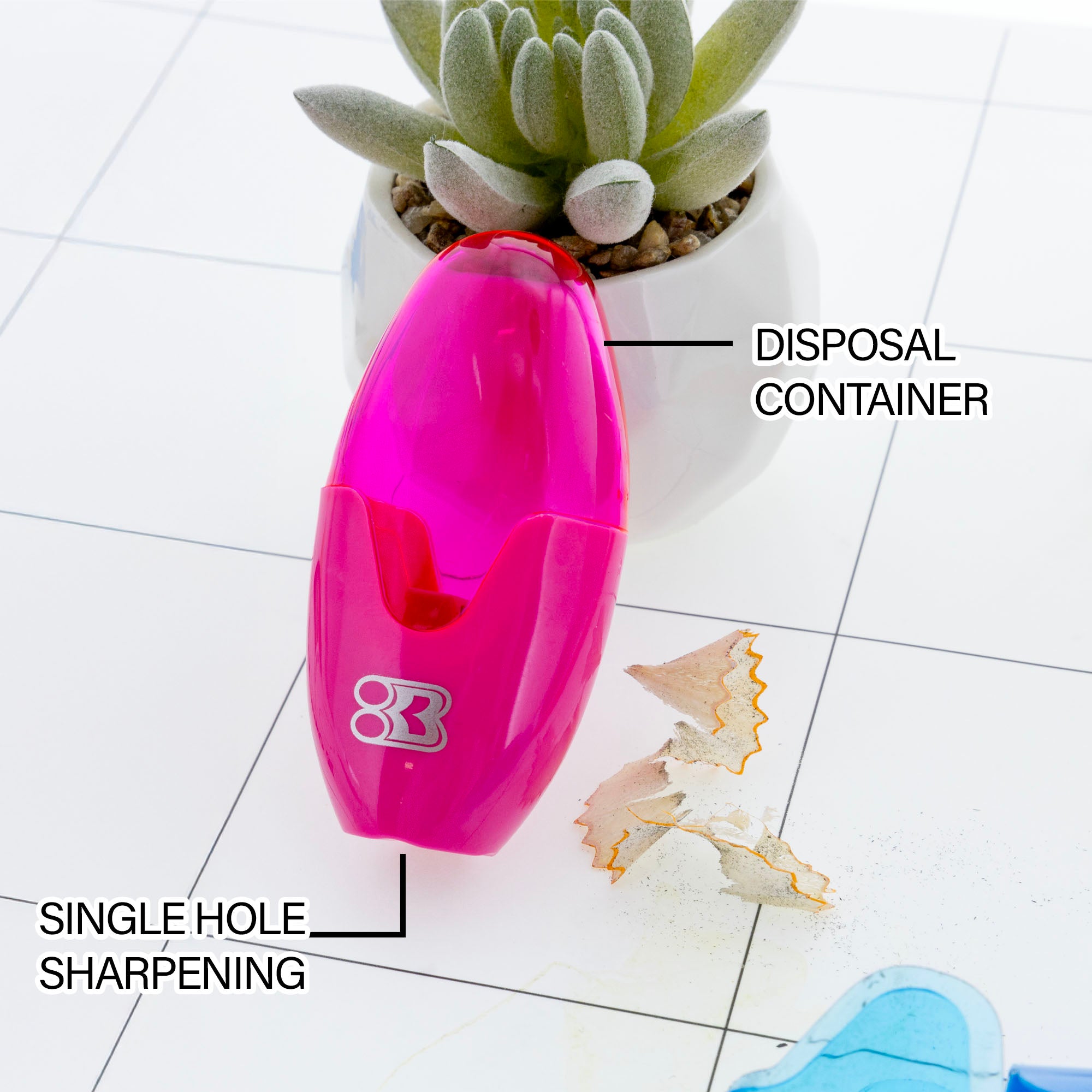 Noah Single-Hole Pencil Sharpeners, 3 Count, With Receptacle