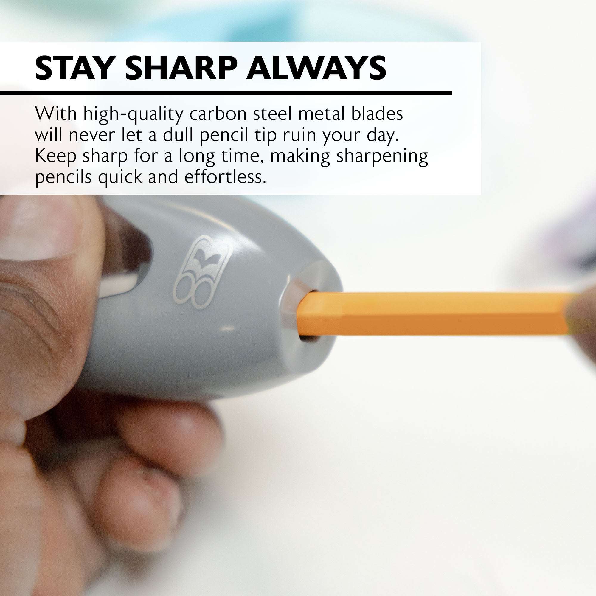 Single Hole Pencil Sharpener with Receptacle, Steel Blade