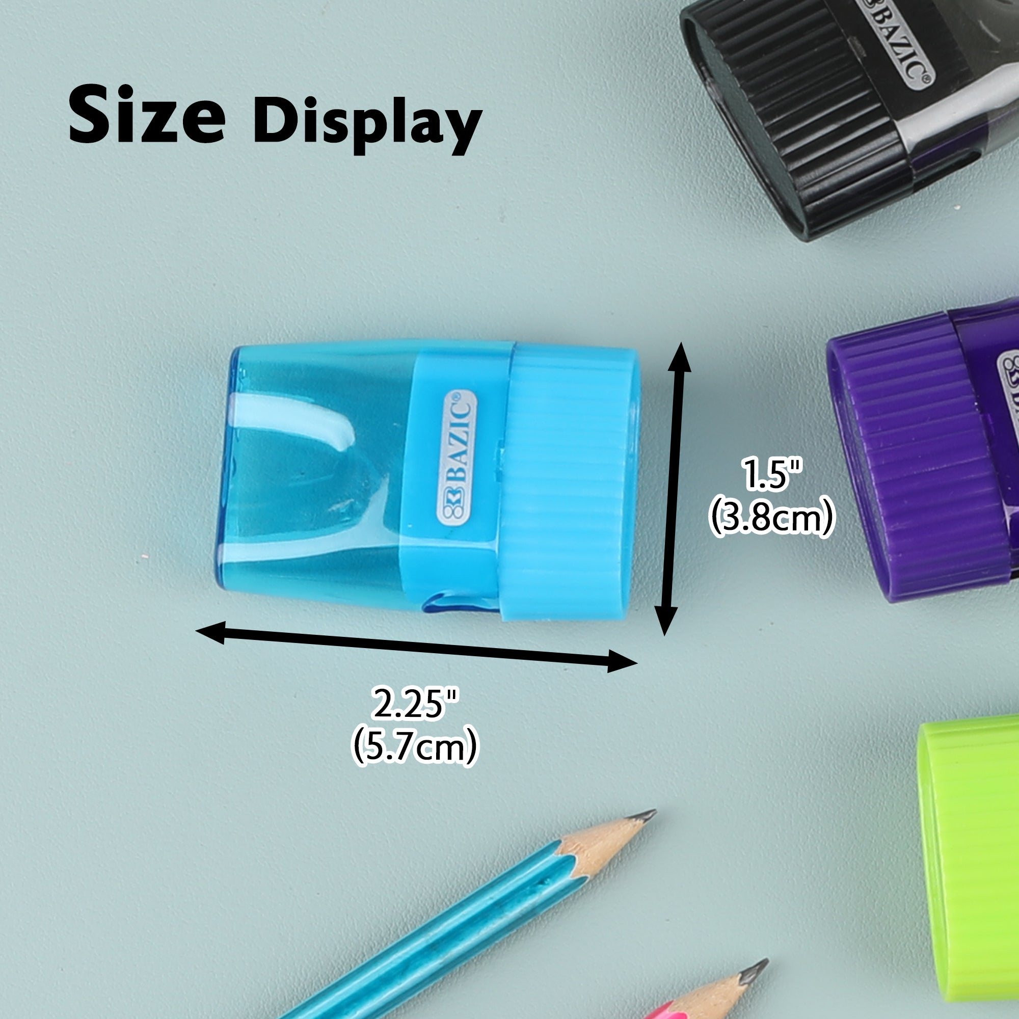 Pencil Sharpener with Receptacle, Assorted Colors