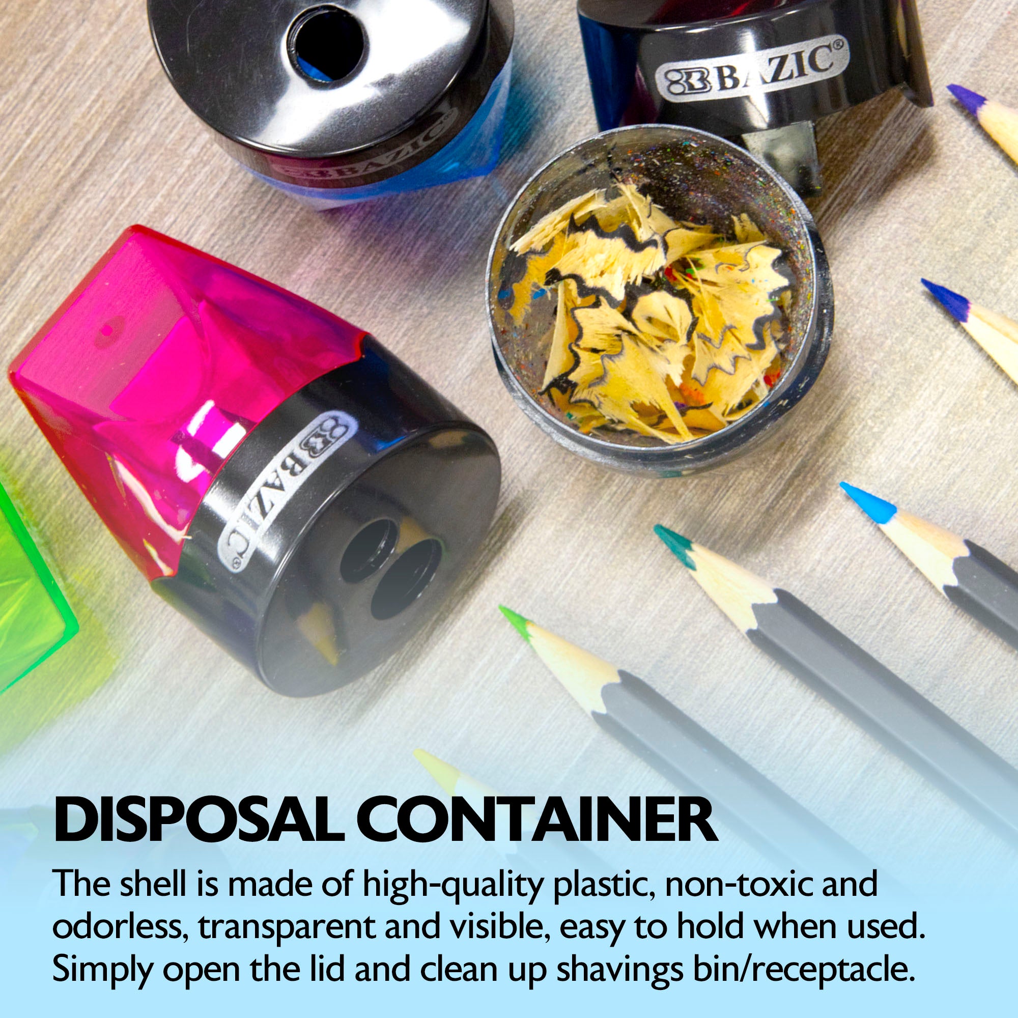 Quinn Dual-Hole Pencil Sharpeners, 1 Count, With Receptacle