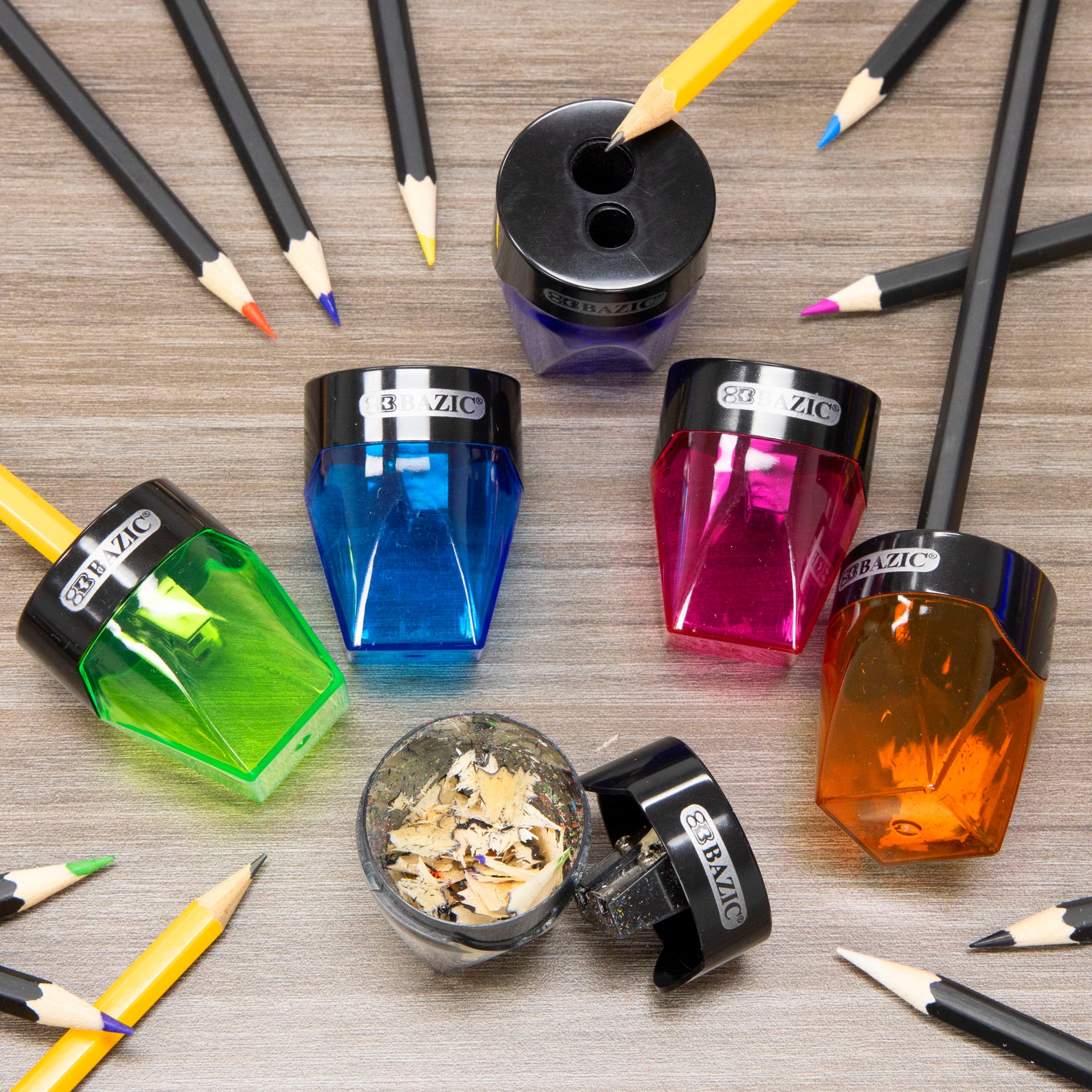 Quinn Dual-Hole Pencil Sharpeners, 1 Count, With Receptacle