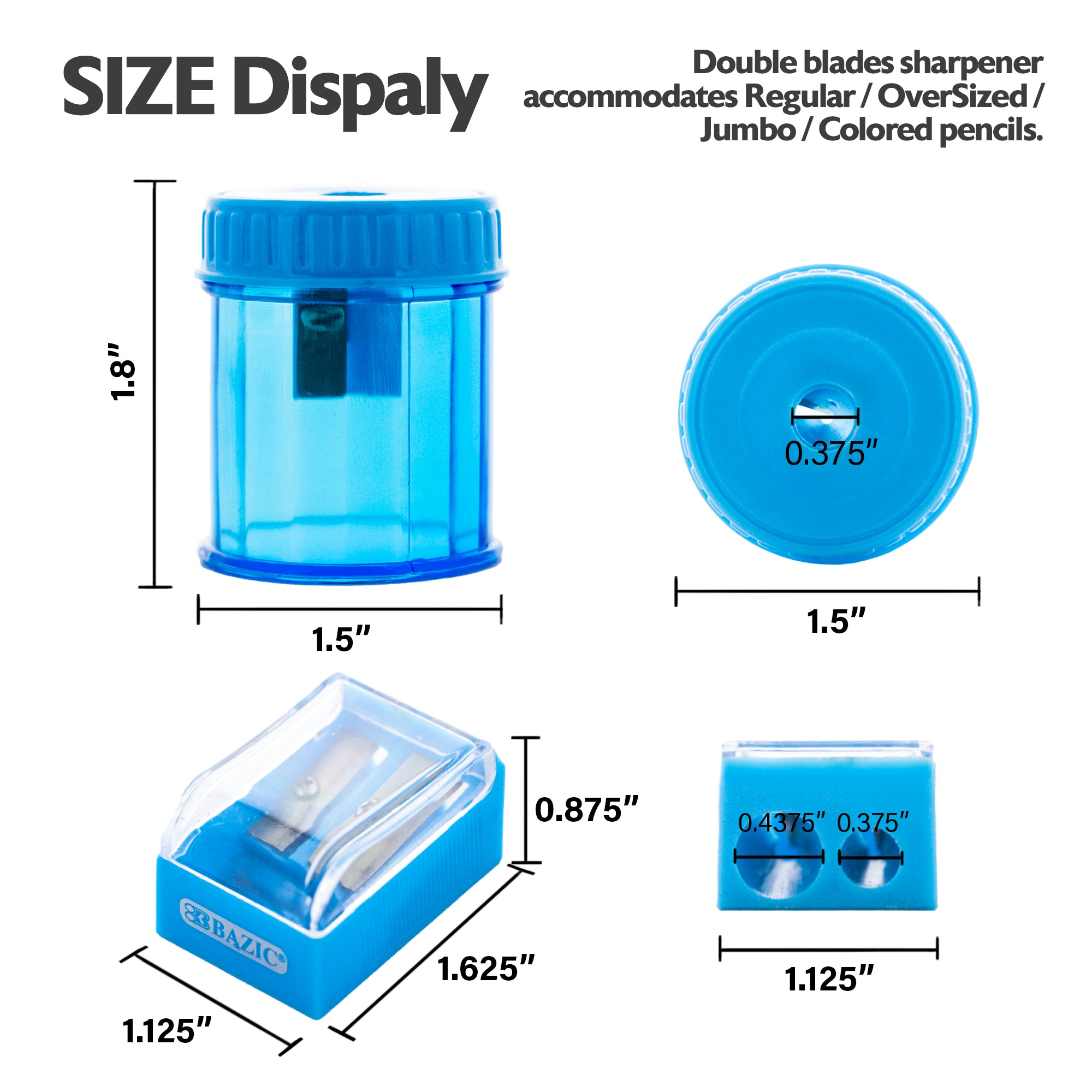 2 Dual Hole Sharpener + 2 Round Receptacle Sharpener